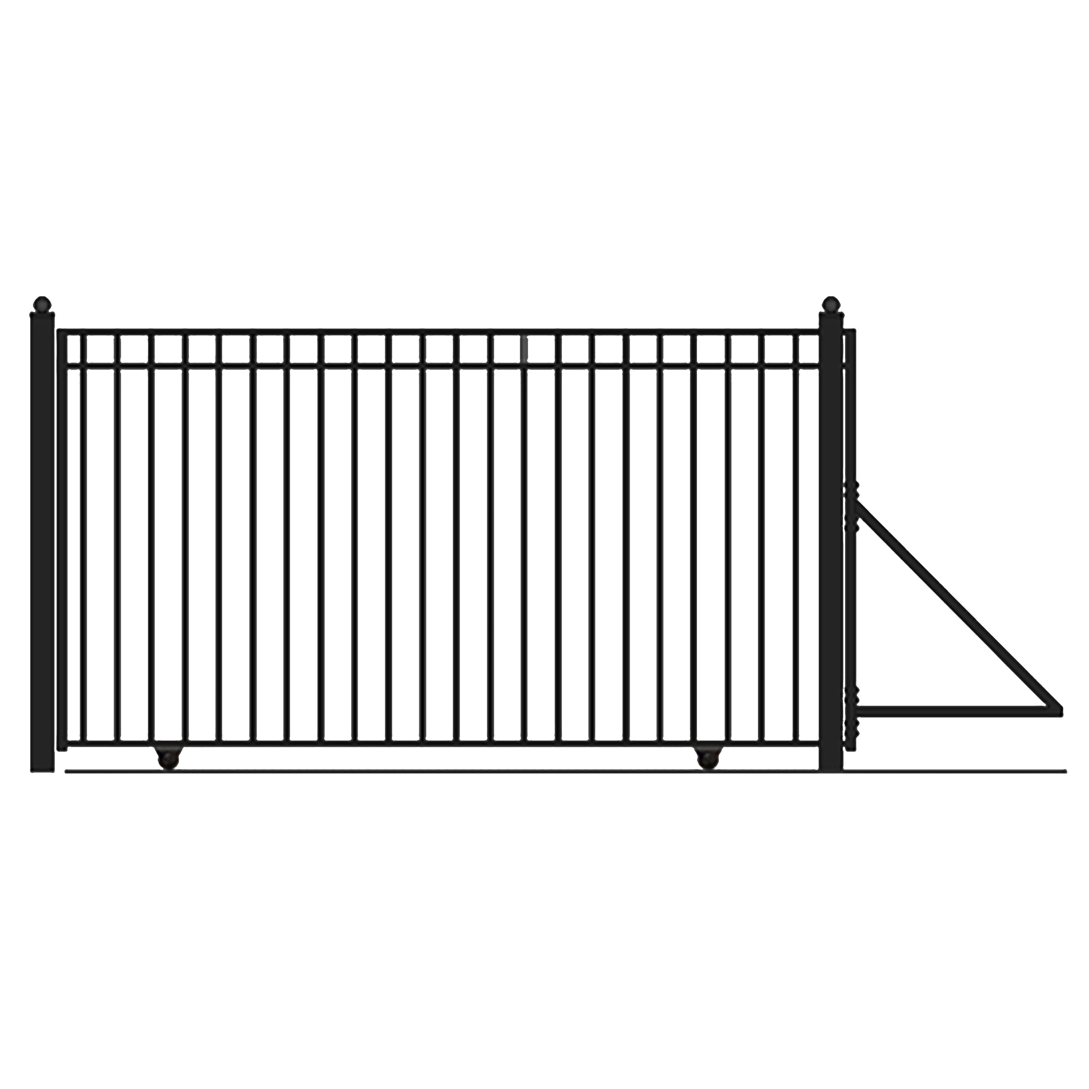 Madrid Style Black Steel Sliding Driveway Gate 12 x 6 feet