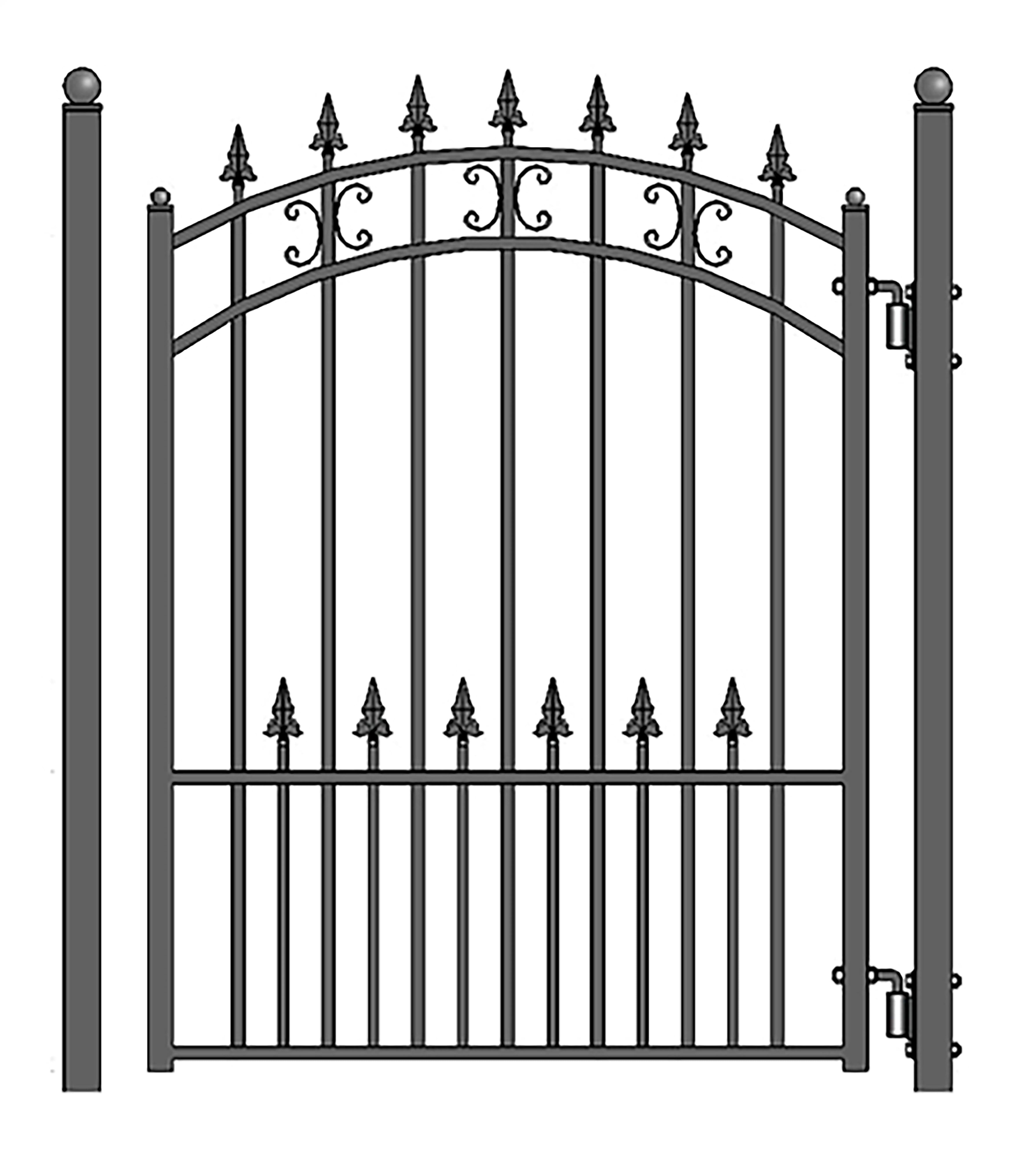 St. Louis Style Black Steel Pedestrian Gate 5x4 Feet