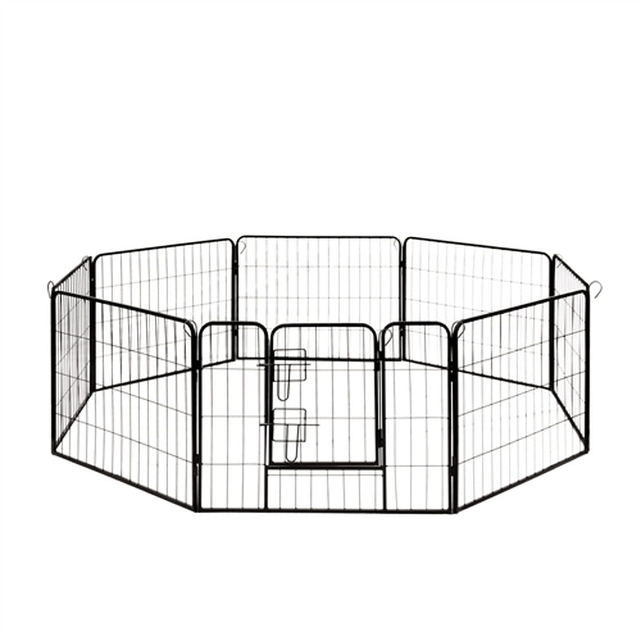 Heavy-Duty Black Metal Pet Playpen with Door