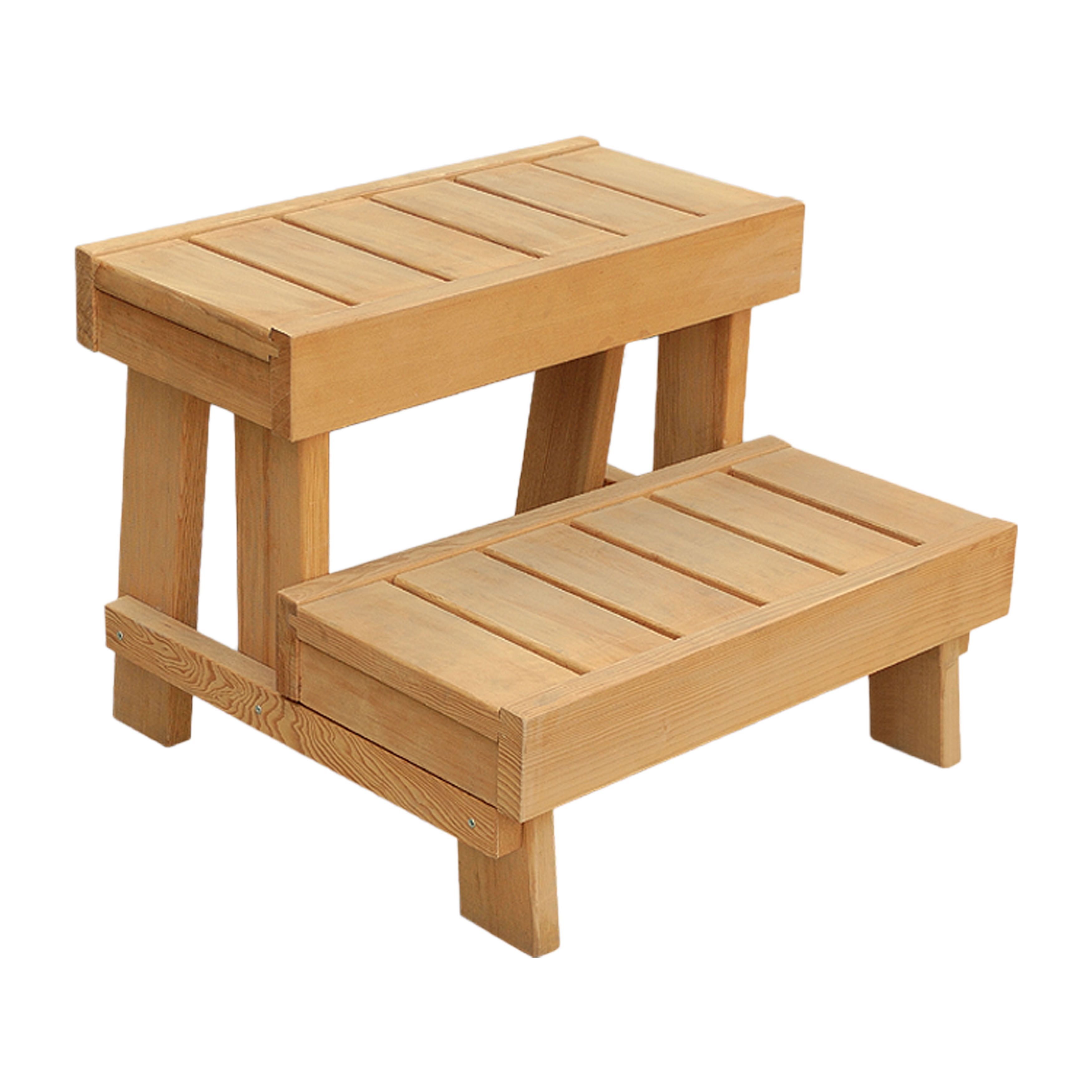 Hemlock Wood Foldable Sauna Step Stool and Storage Shelf