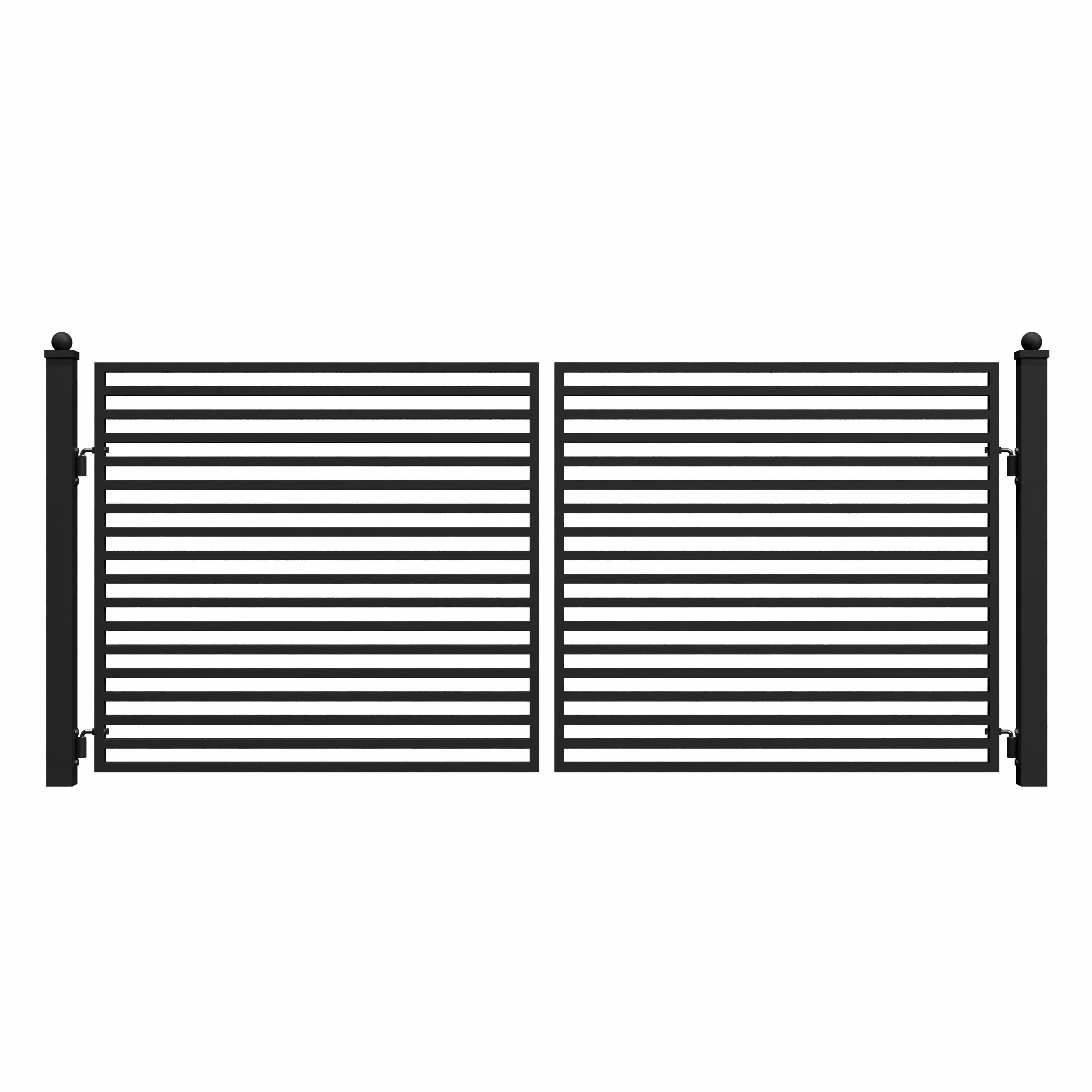 Milan Style Black Galvanized Steel Dual Swing Driveway Gate 12 x 6 Feet