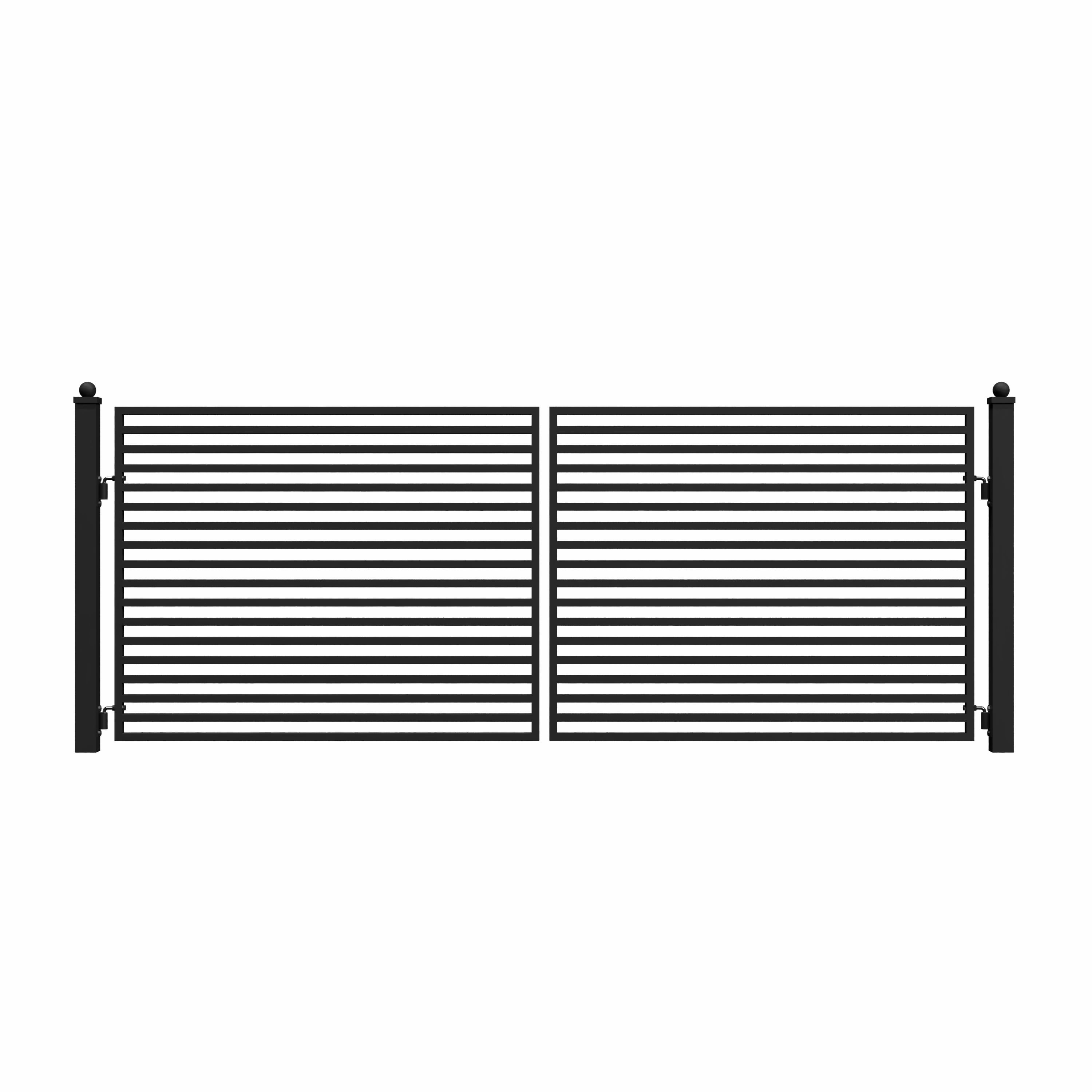 Milan Style Black Galvanized Steel Dual Swing Driveway Gate 14x6 Feet