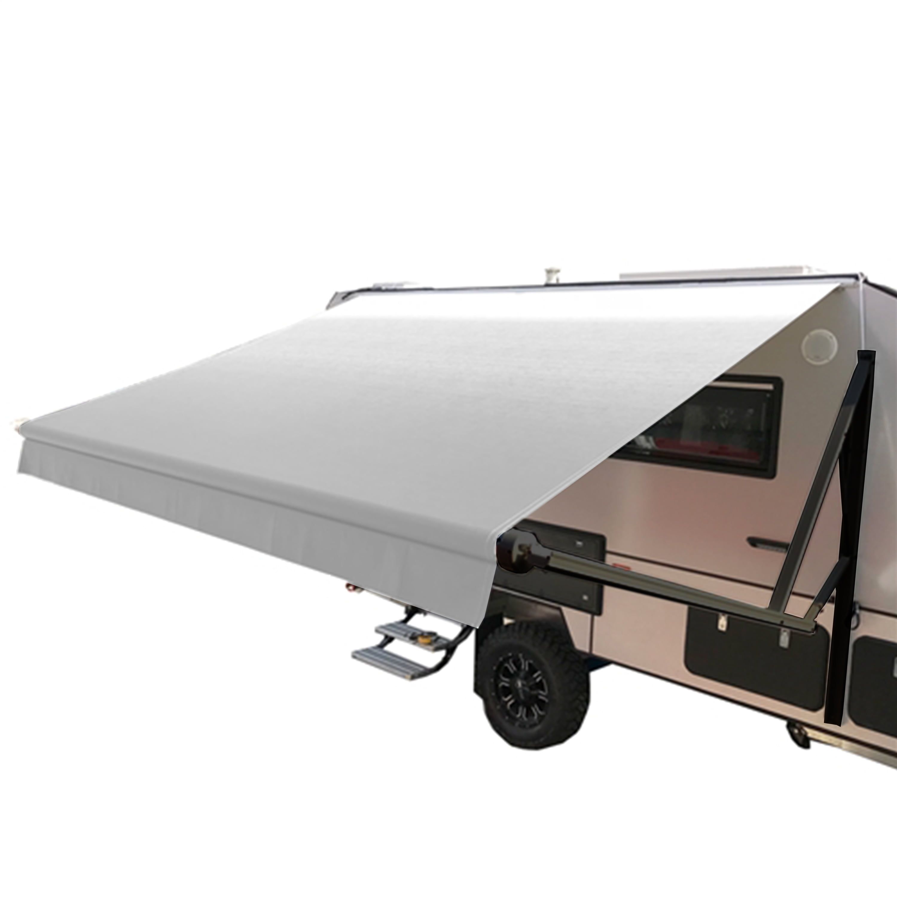 Gray Motorized Retractable RV Awning with PVC Fabric