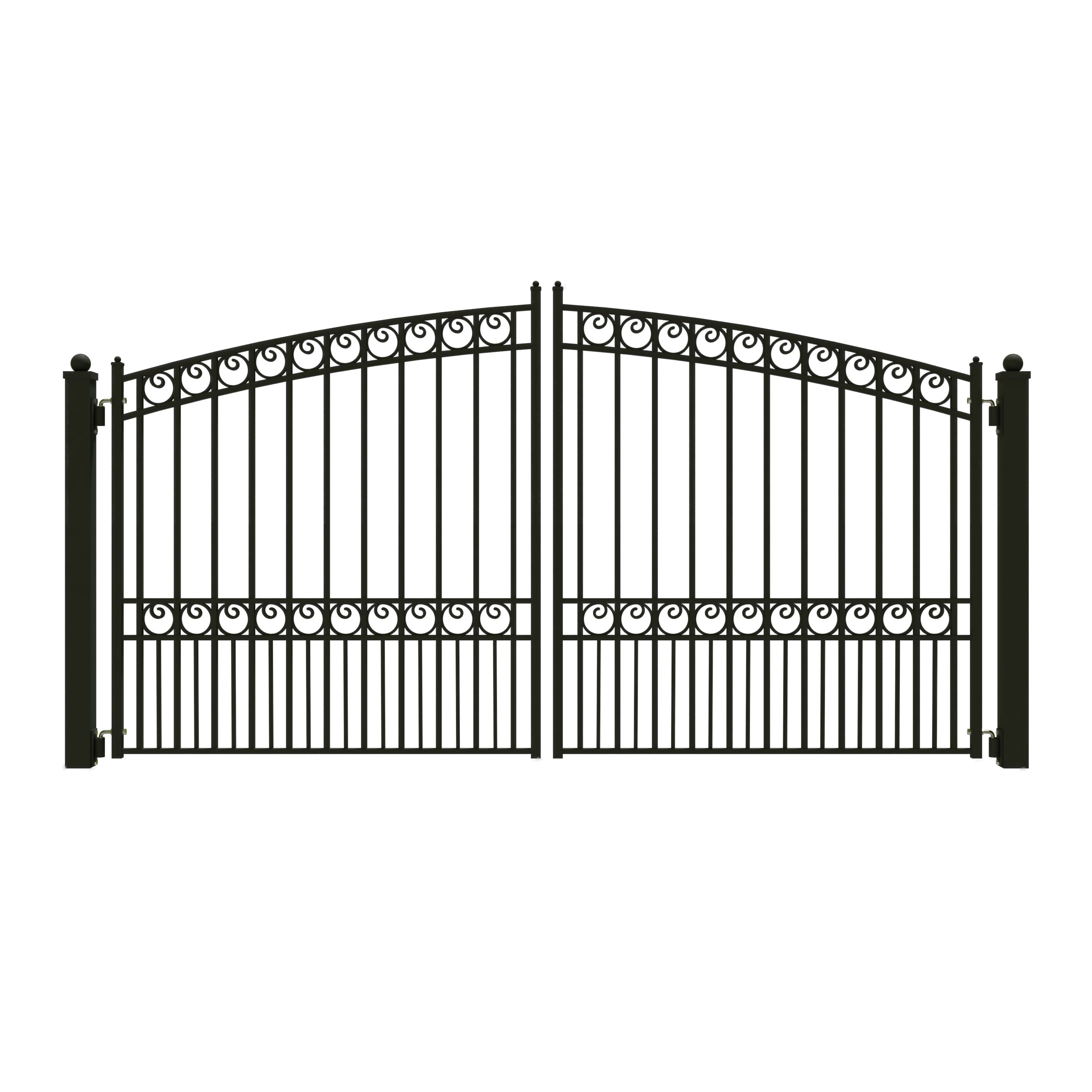 Paris Style Black Steel Dual Driveway Gate 12 ft x 6 ft