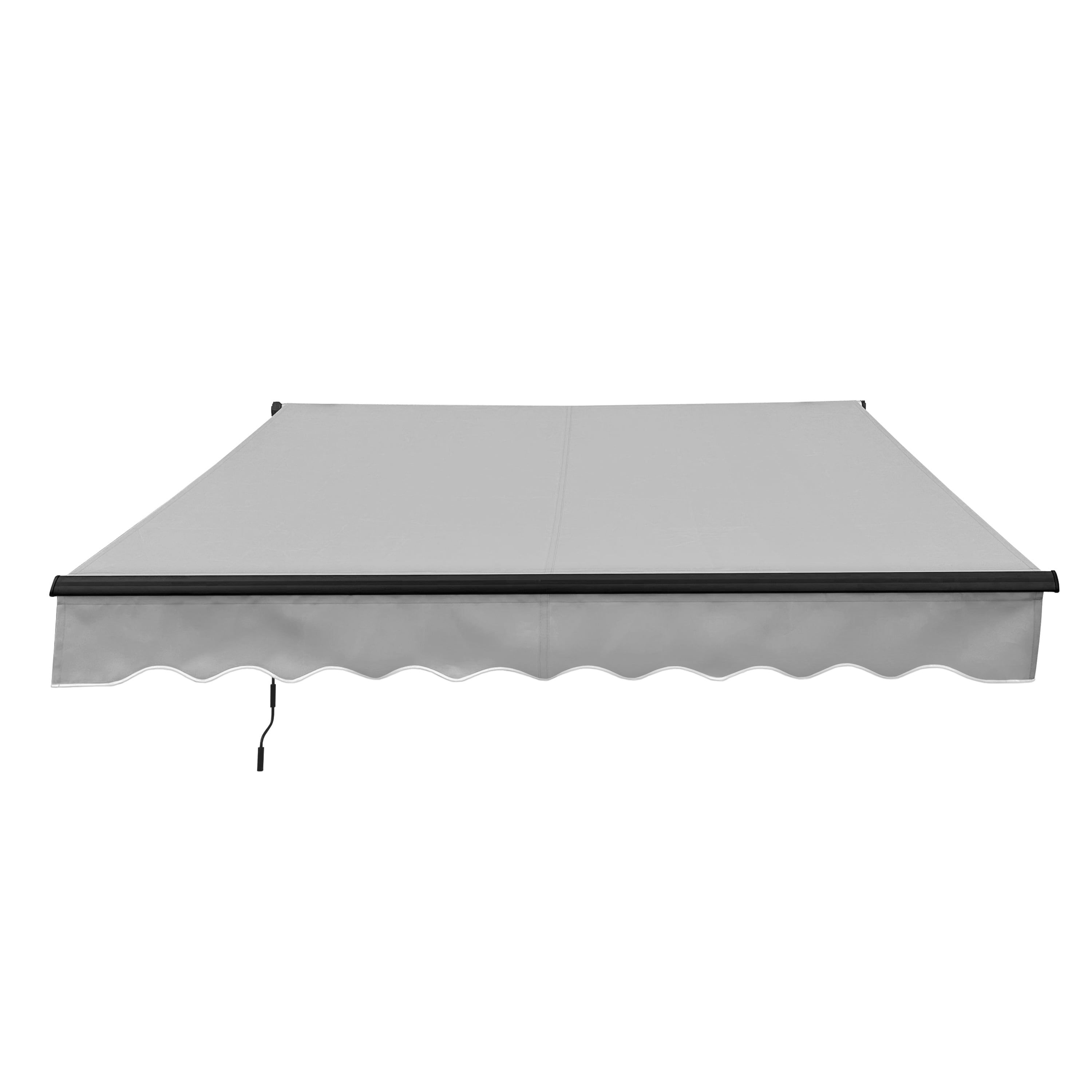 Silver Gray 10 x 8 ft Retractable Patio Awning with Black Frame