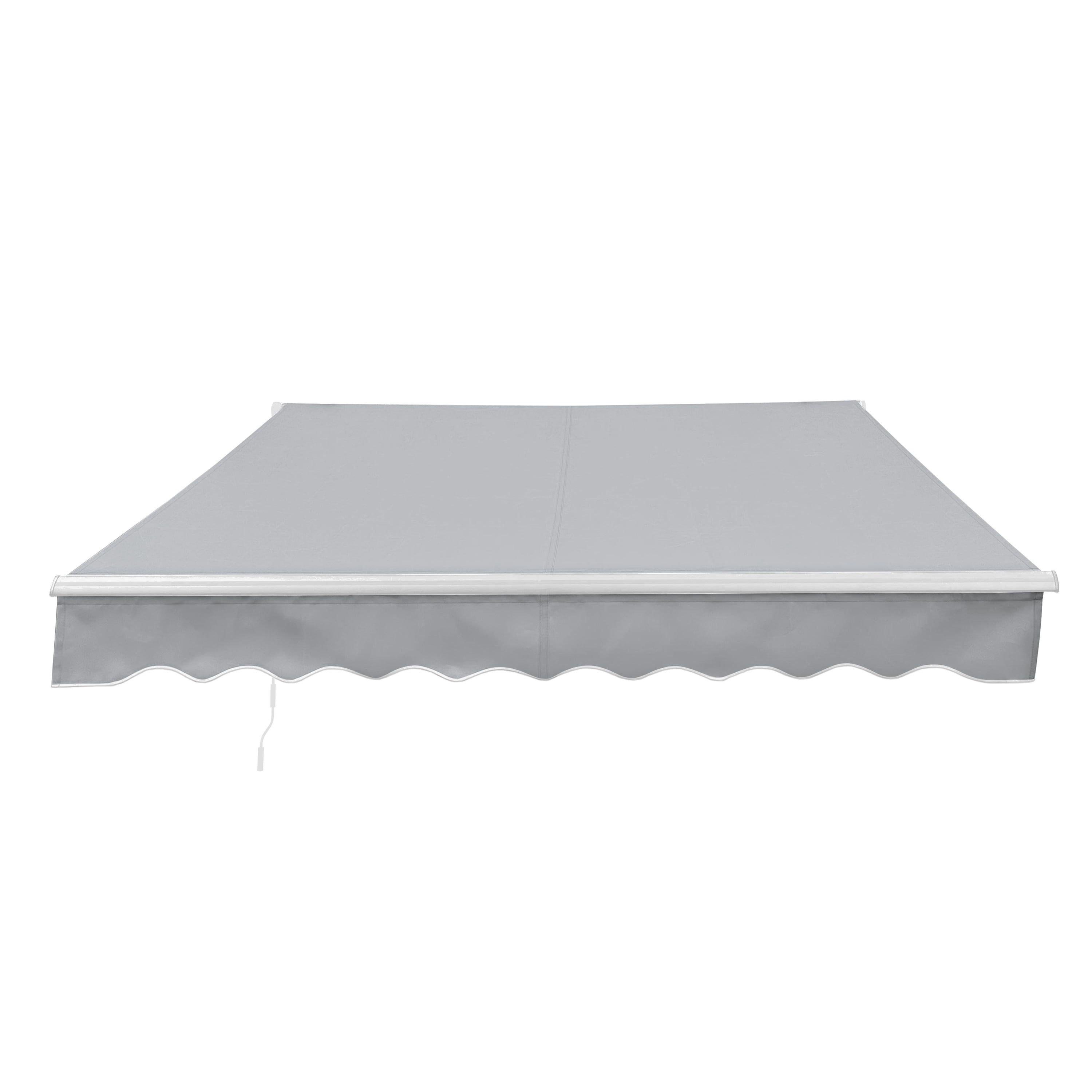 Silver Gray 13 x 10 ft Retractable Patio Awning with White Aluminum Frame