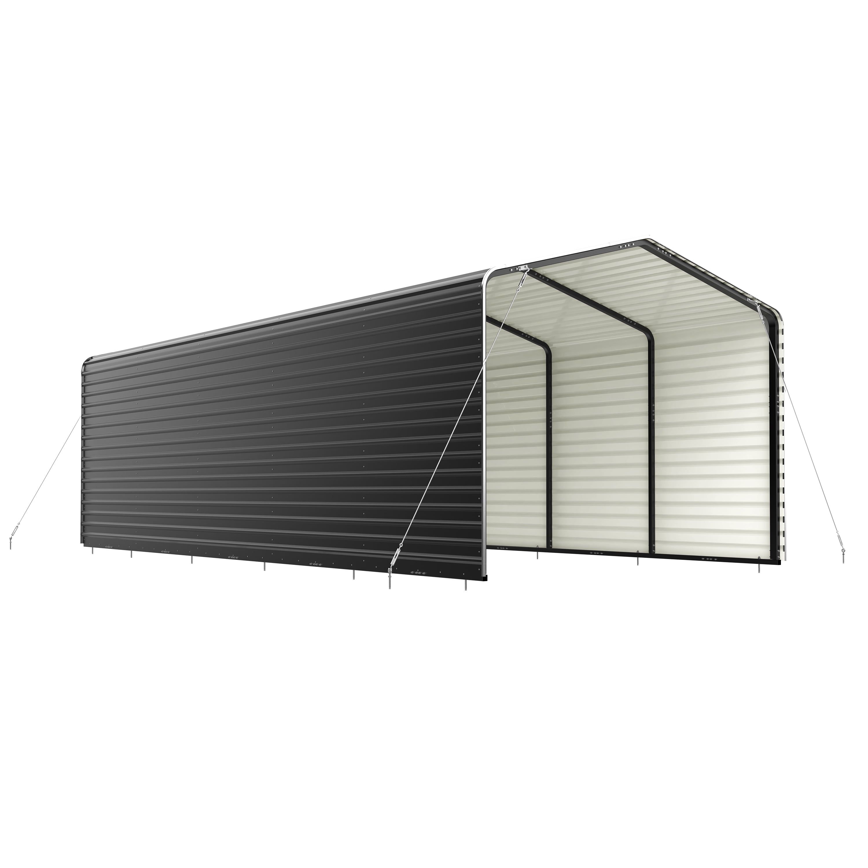 ALEKO Black Steel Carport with Corrugated Panels 12 x 26 ft