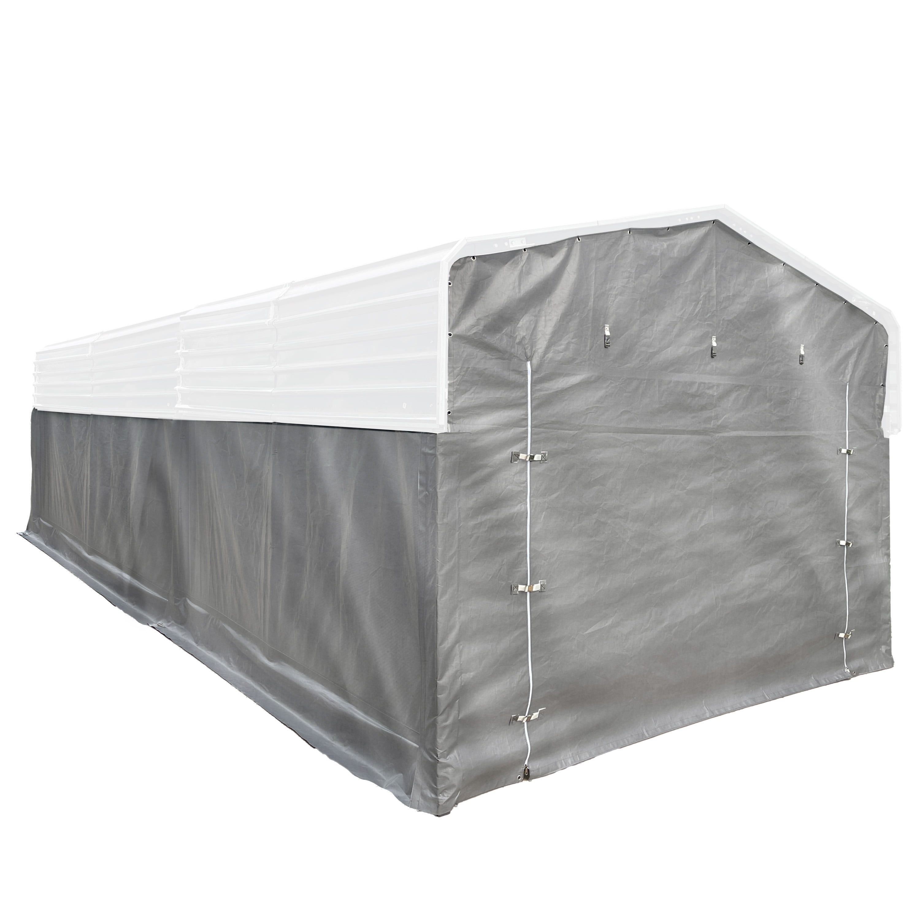 Black Waterproof PE Fabric Carport Sidewall Kit, 12 x 30 ft