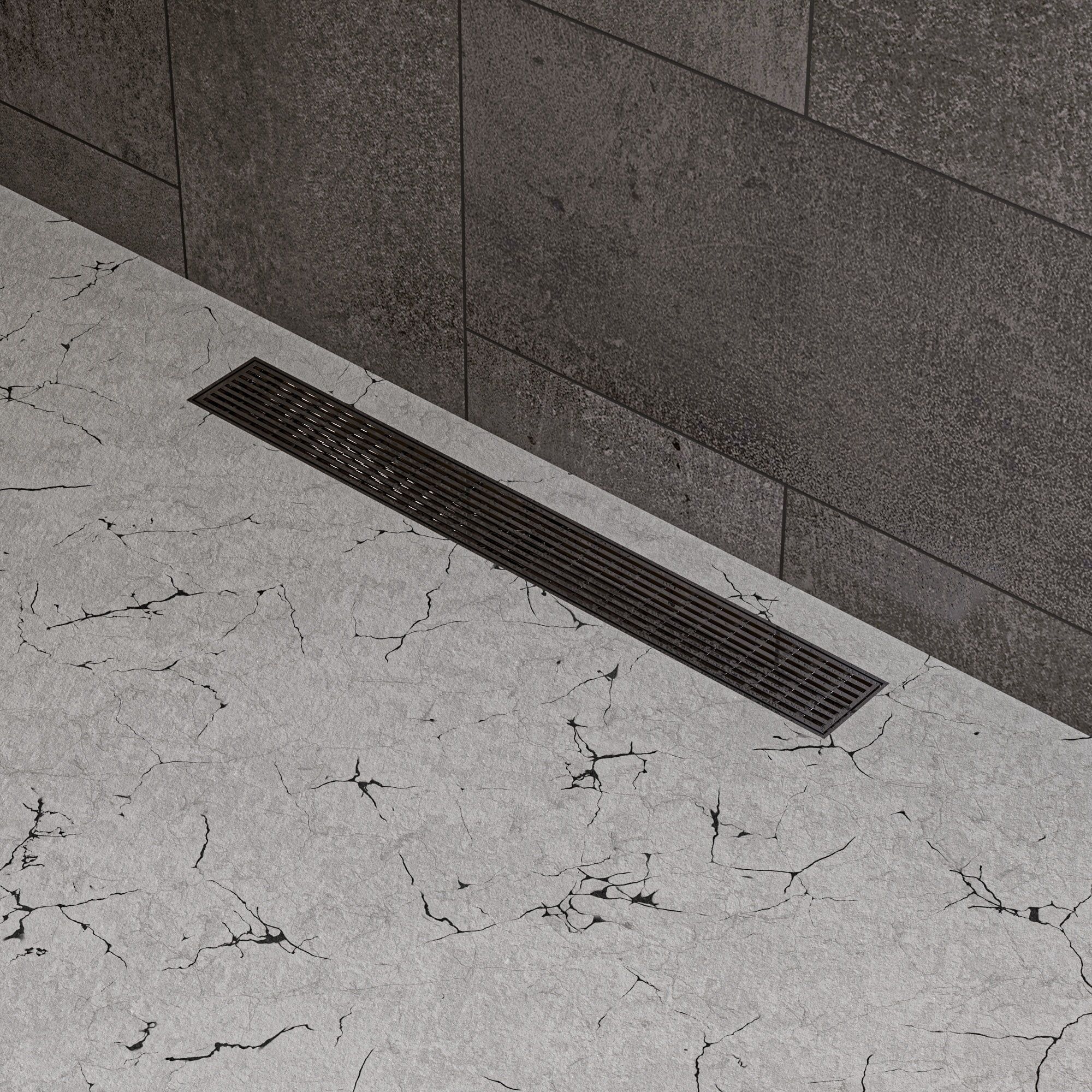 24" Brushed Stainless Steel Linear Shower Drain with Groove Lines