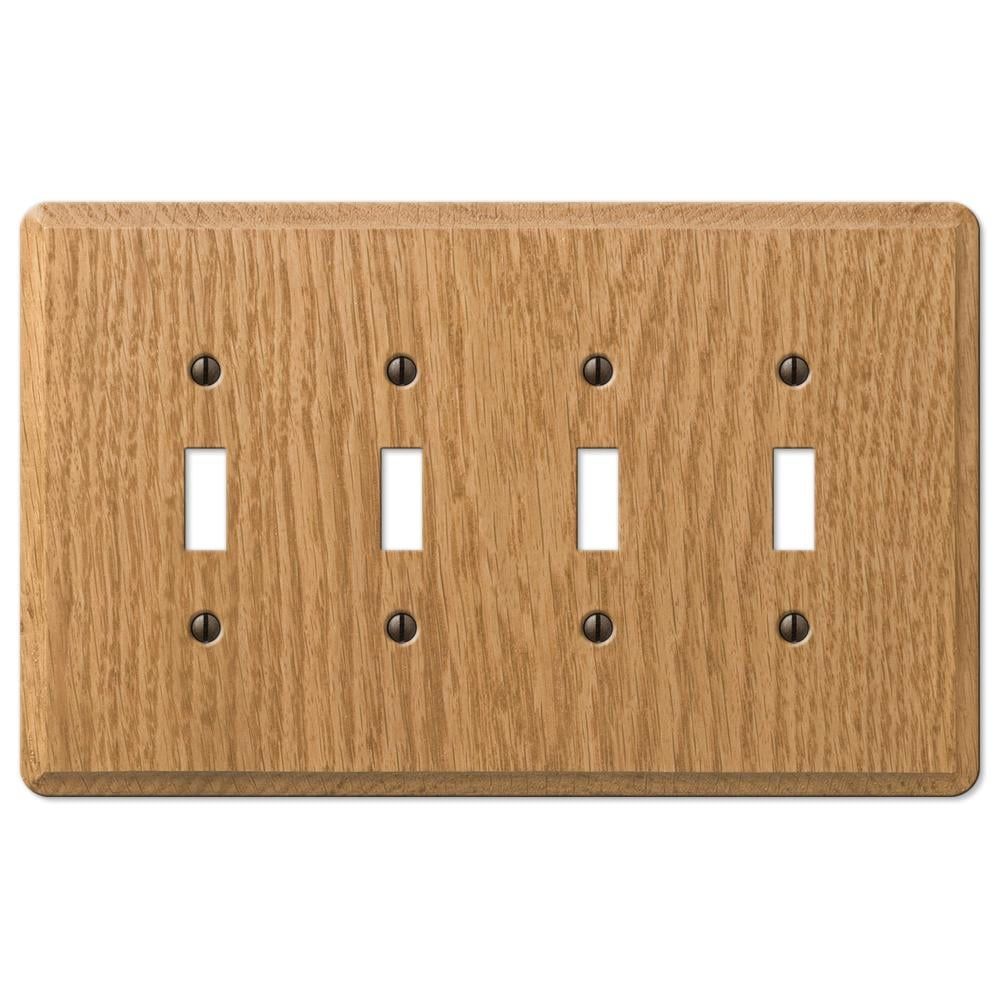 Light Oak Quad Toggle Wall Plate