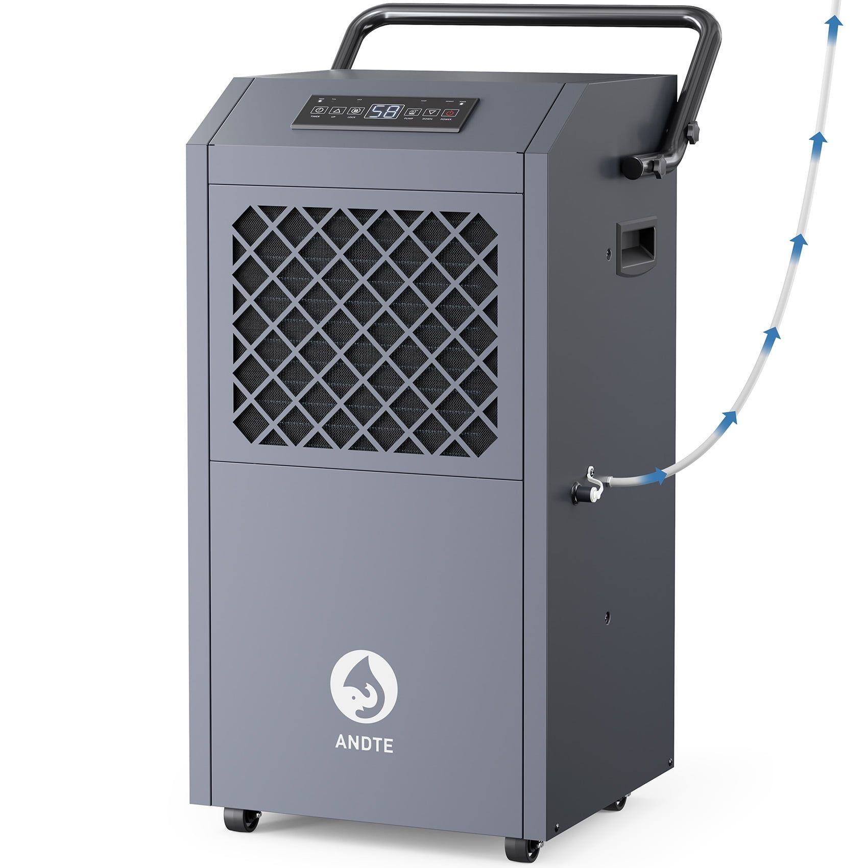 ANDTE 190 Pints Gray Commercial Dehumidifier with Pump