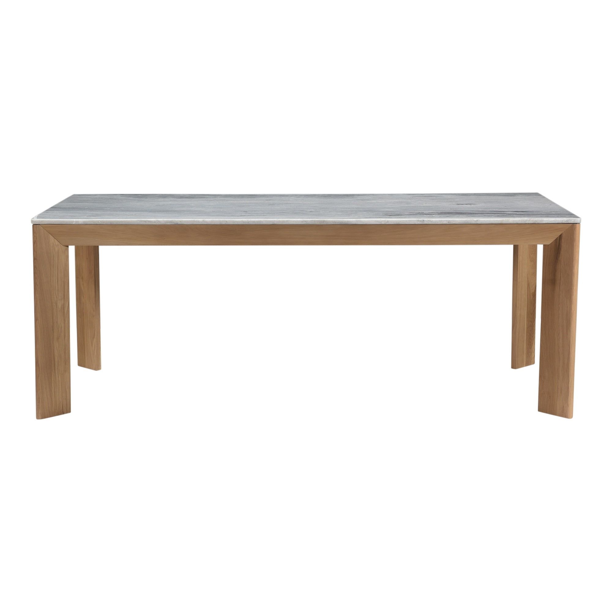 Gray Marble and Oak Rectangular Dining Table for Eight