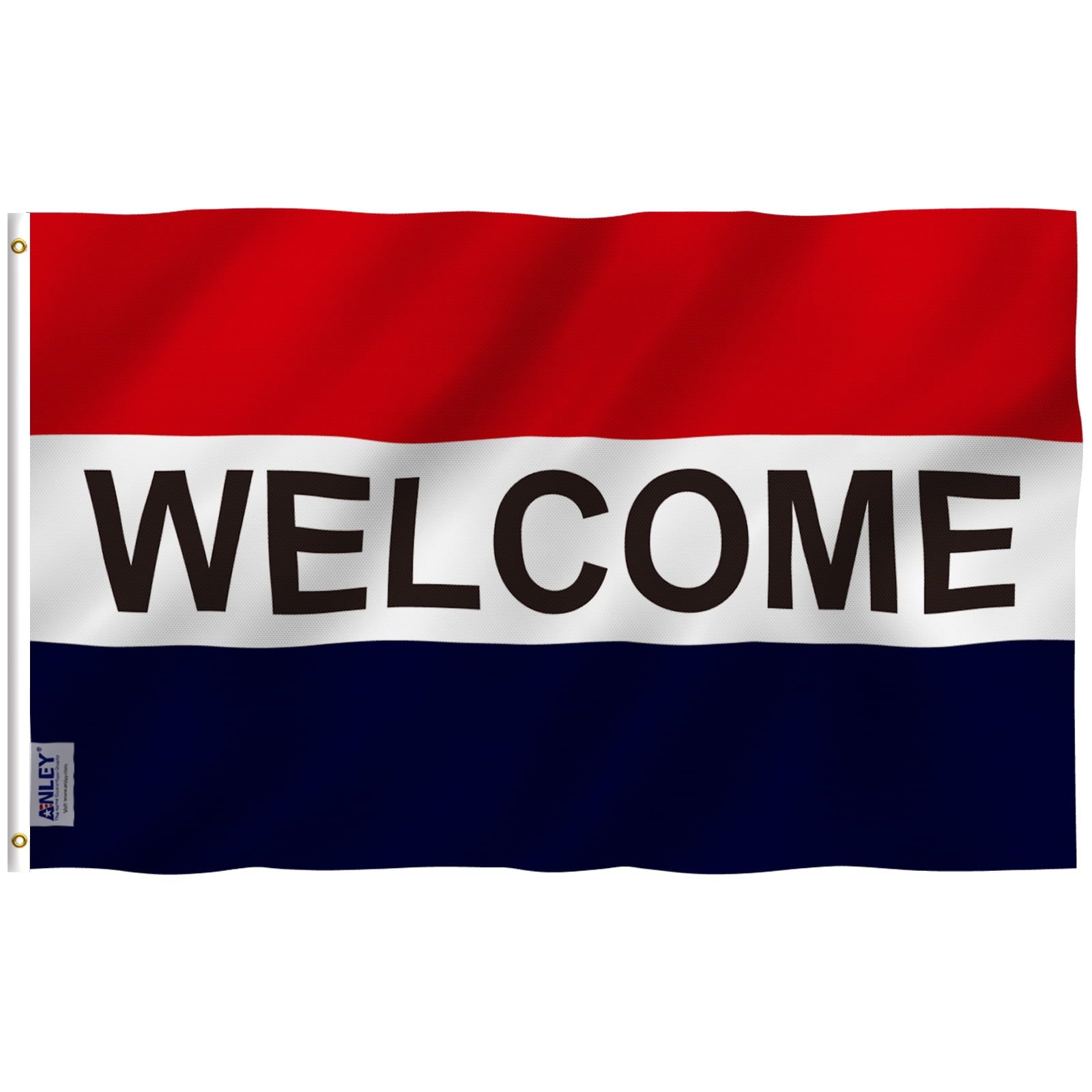 3x5 Feet Red White Blue Polyester Welcome Flag with Grommets