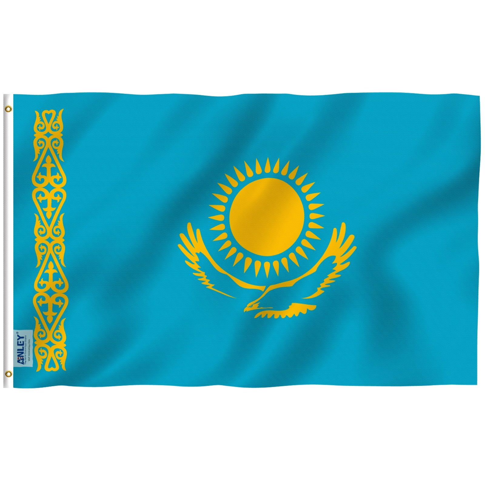 Kazakhstan 3x5 ft Polyester Flag with Brass Grommets