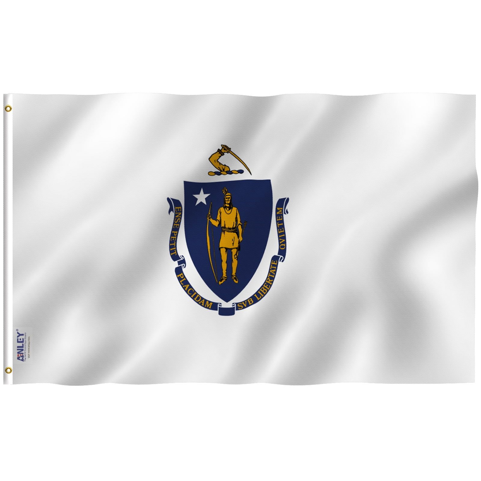 Massachusetts State Flag with Brass Grommets 3x5 Feet Polyester