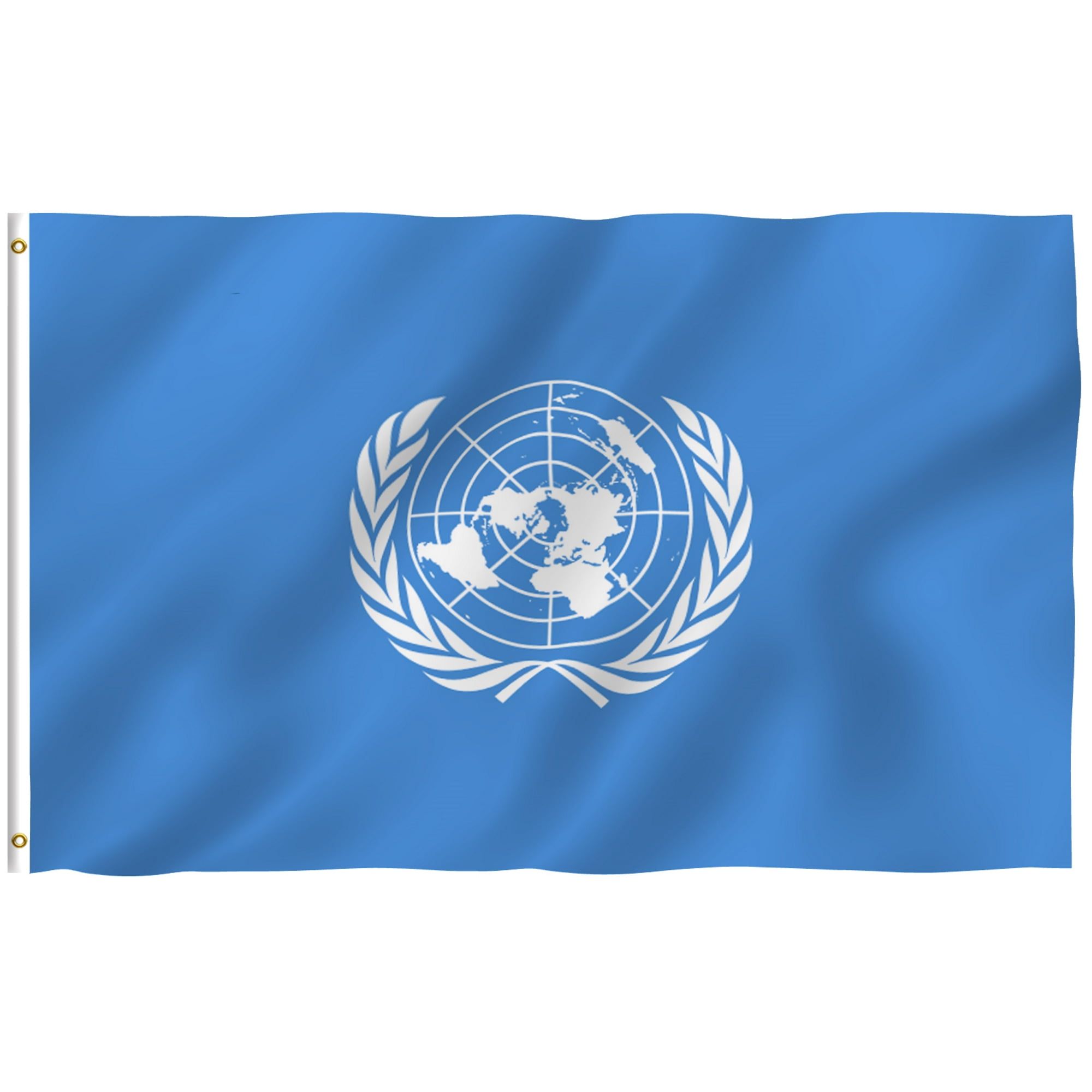 UN International Polyester Flag with Brass Grommets 3x5 Feet