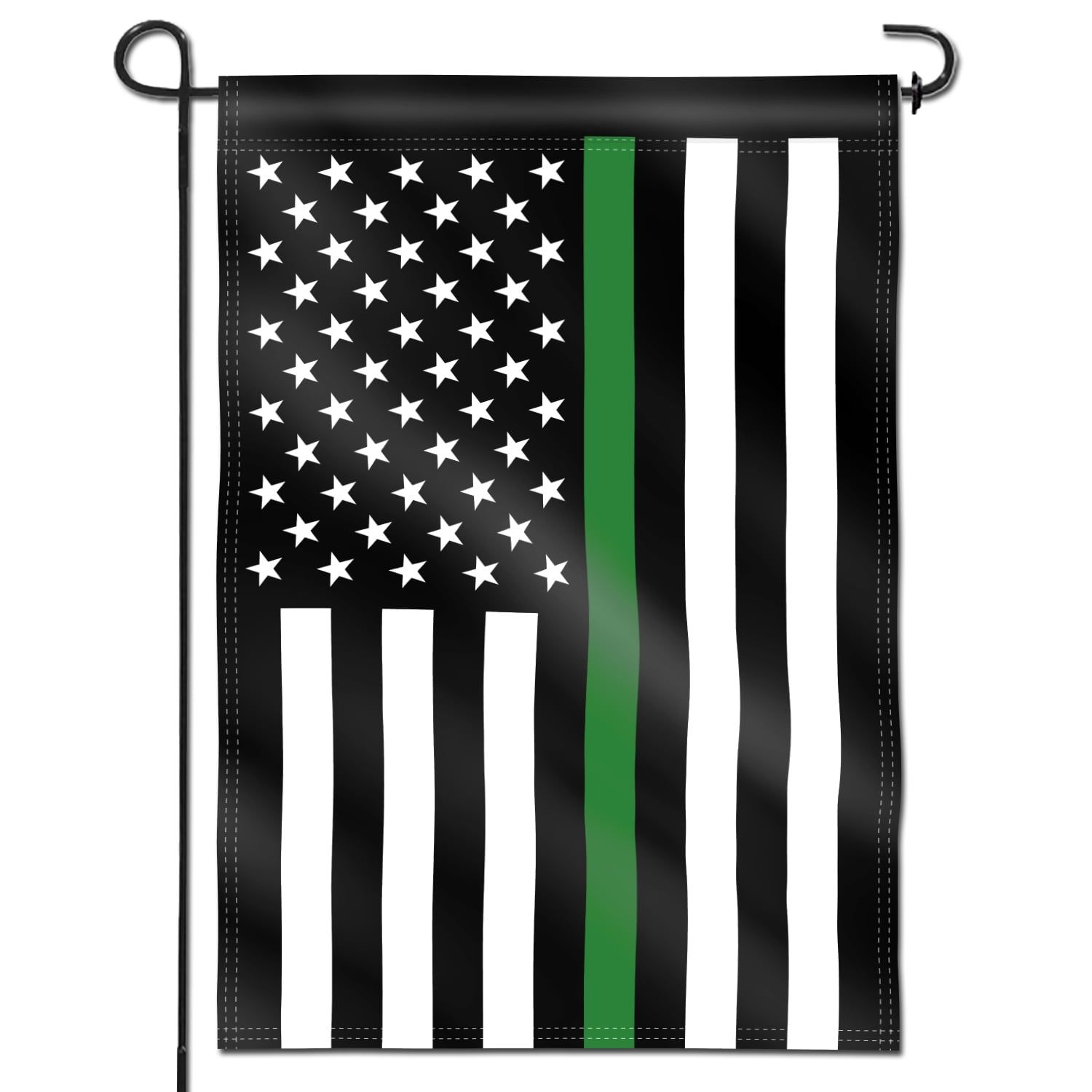 Double Sided Thin Green Line USA Garden Flag