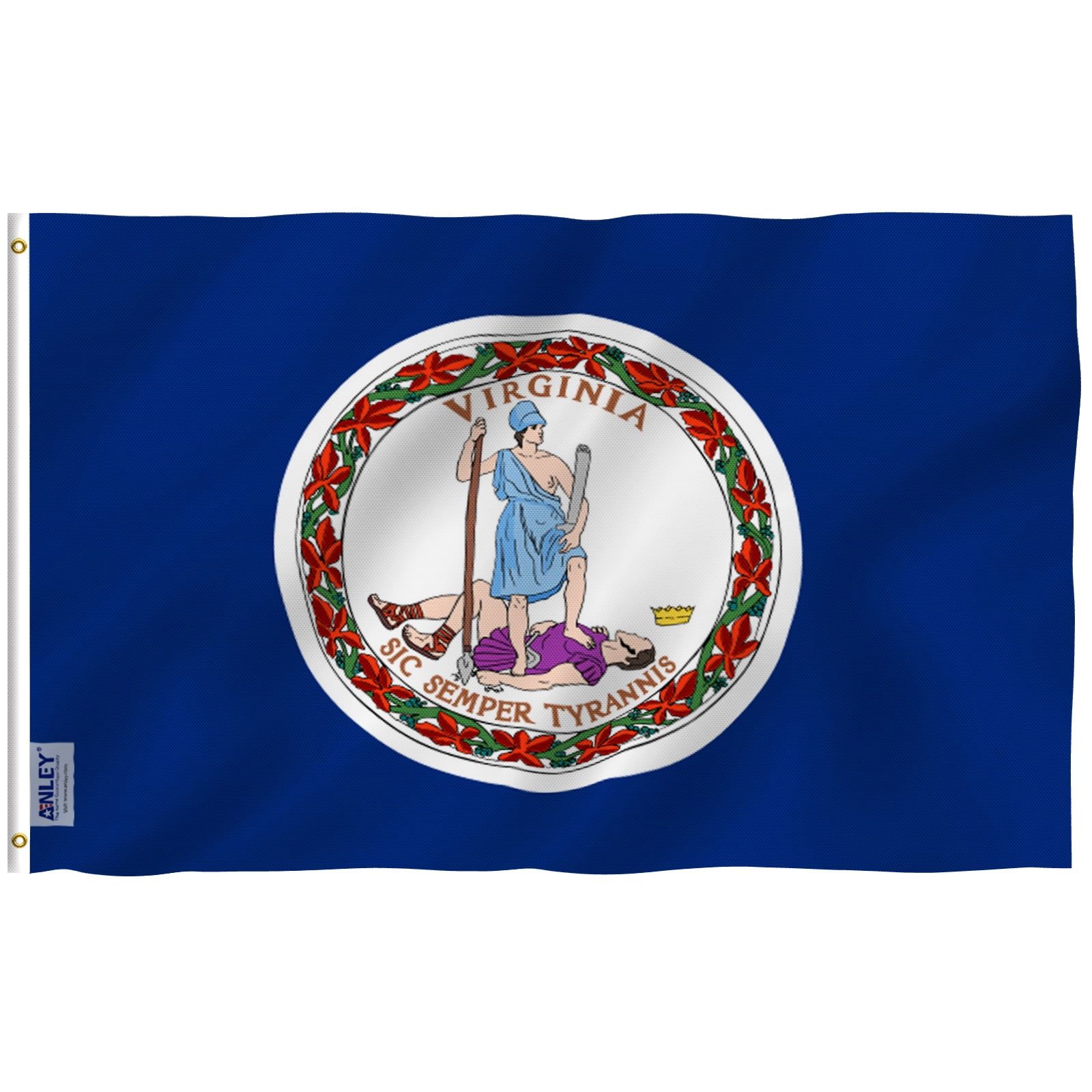 Virginia State 3x5 Foot Blue Polyester Flag with Brass Grommets