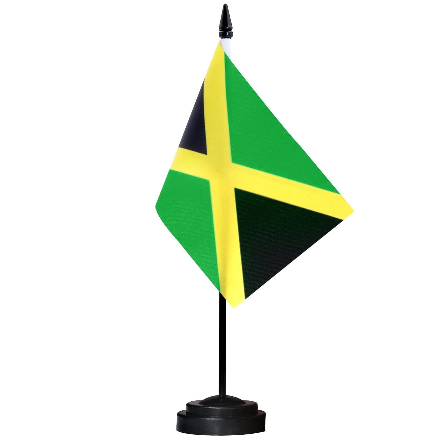 Jamaica Miniature Desk Flag with Black Base and Pole