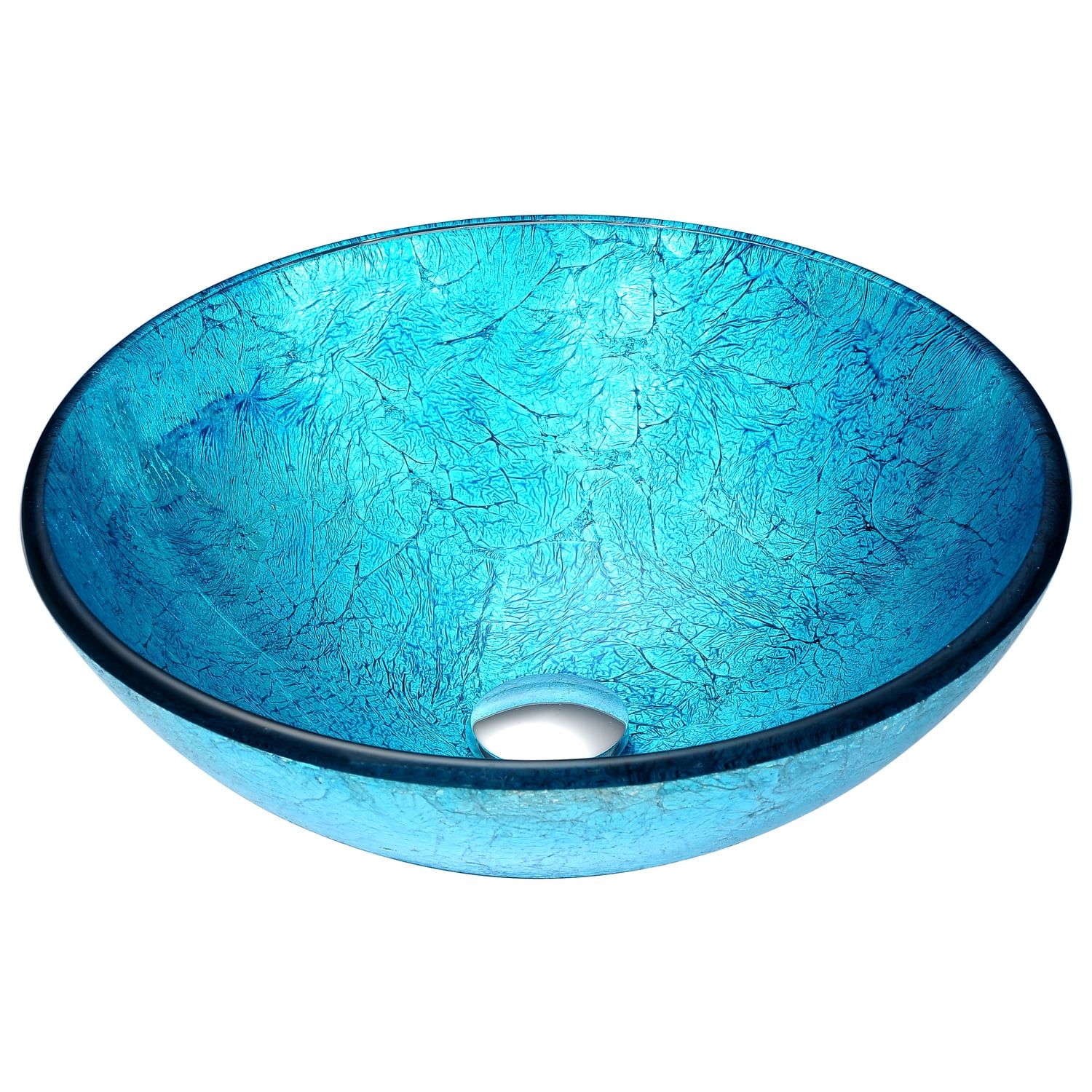 Blue Ice Round Glass Above-Counter Vessel Sink