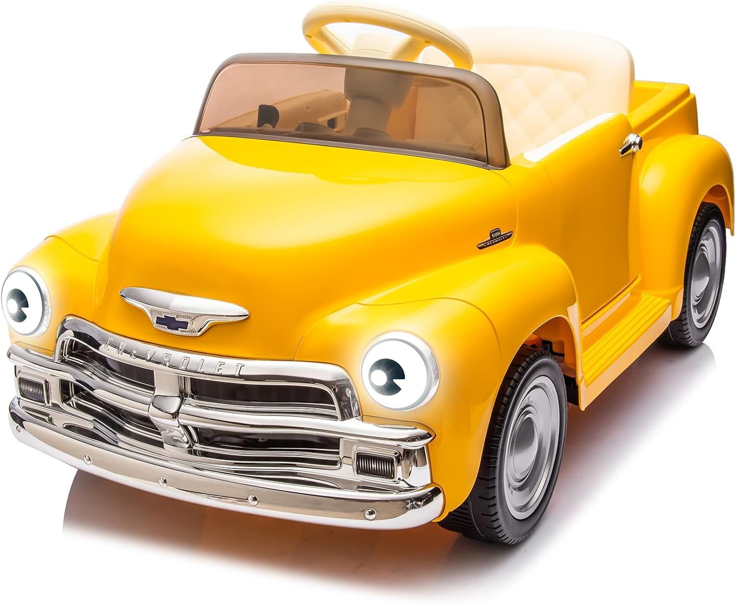 Yellow 12V Chevrolet Ride-On Car with Remote Control