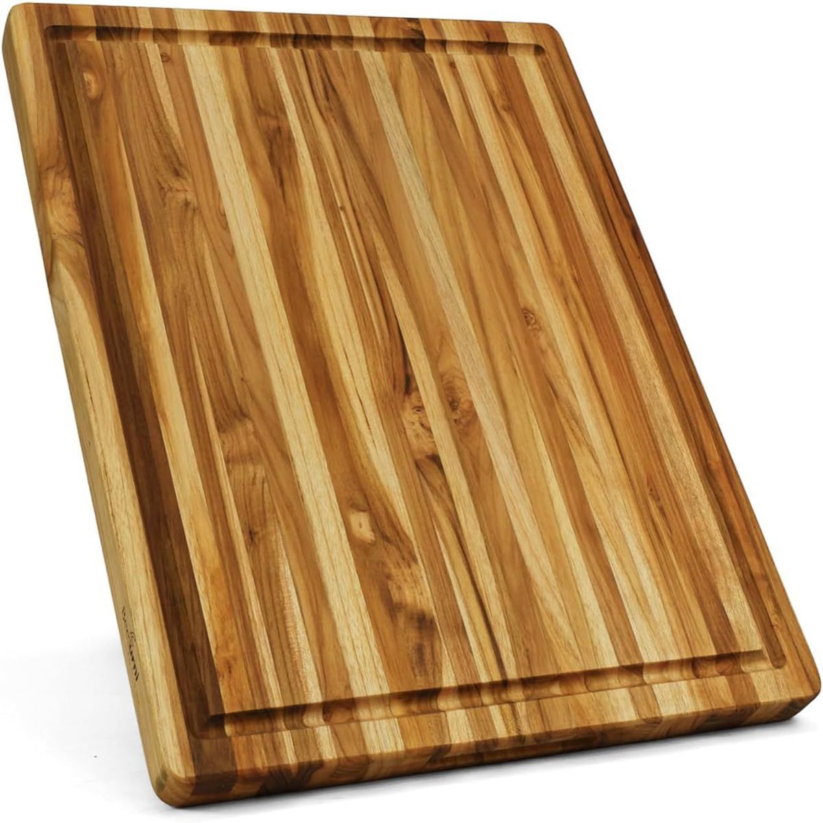 Teak Wood 24" x 18" Rectangular Cutting Board with Groove