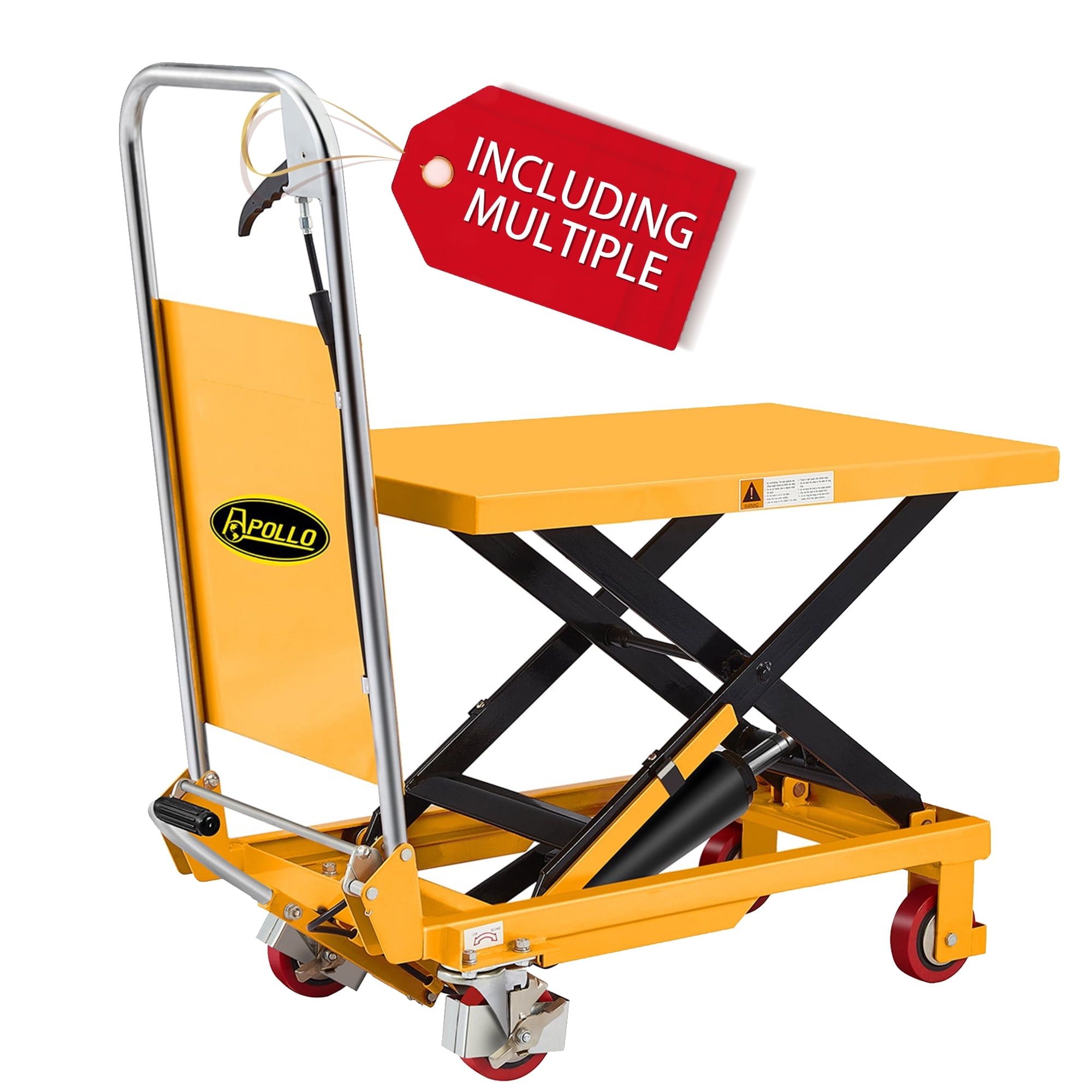 APOLLOLIFT Yellow Hydraulic Scissor Lift Table with Safety Back Guard