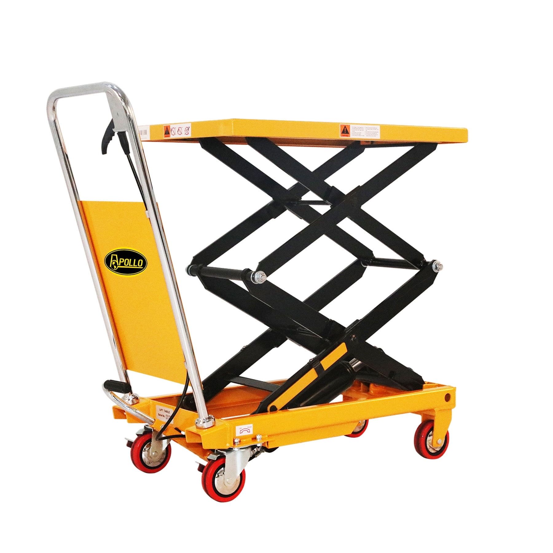 ApolloLift 330lb Yellow Steel Hydraulic Lift Table Cart with 43" Lift