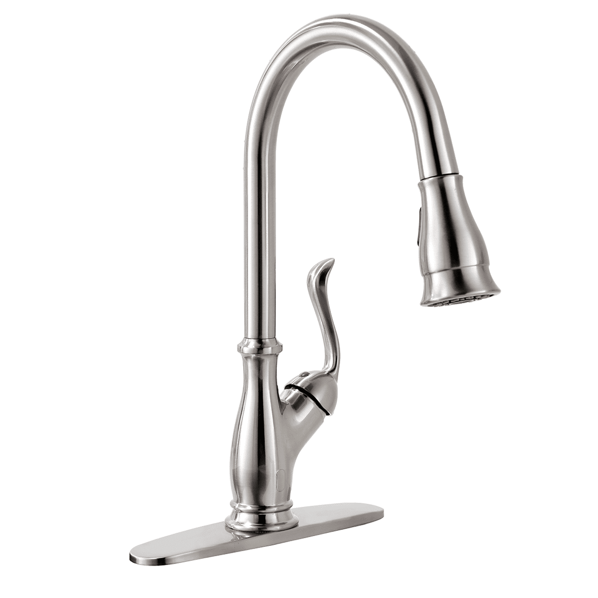 Brushed Nickel High-Arc Kitchen Faucet with Pull-out Spray