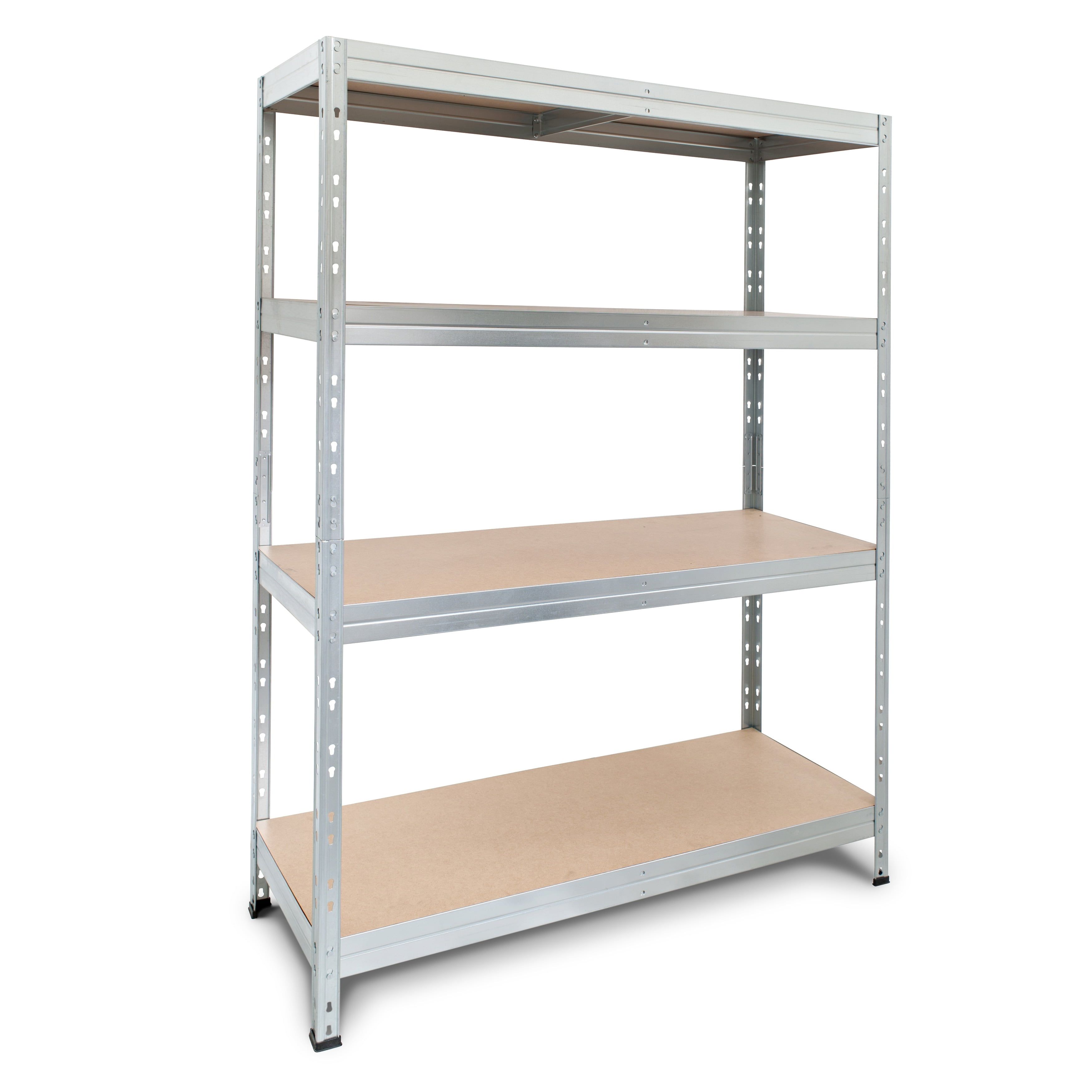 Galvanized 4-Tier Metal Shelf with HDF Boards, 71" x 47" x 18"