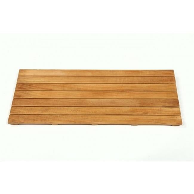 Natural Teak 32" Shower Mat with Brass Hardware