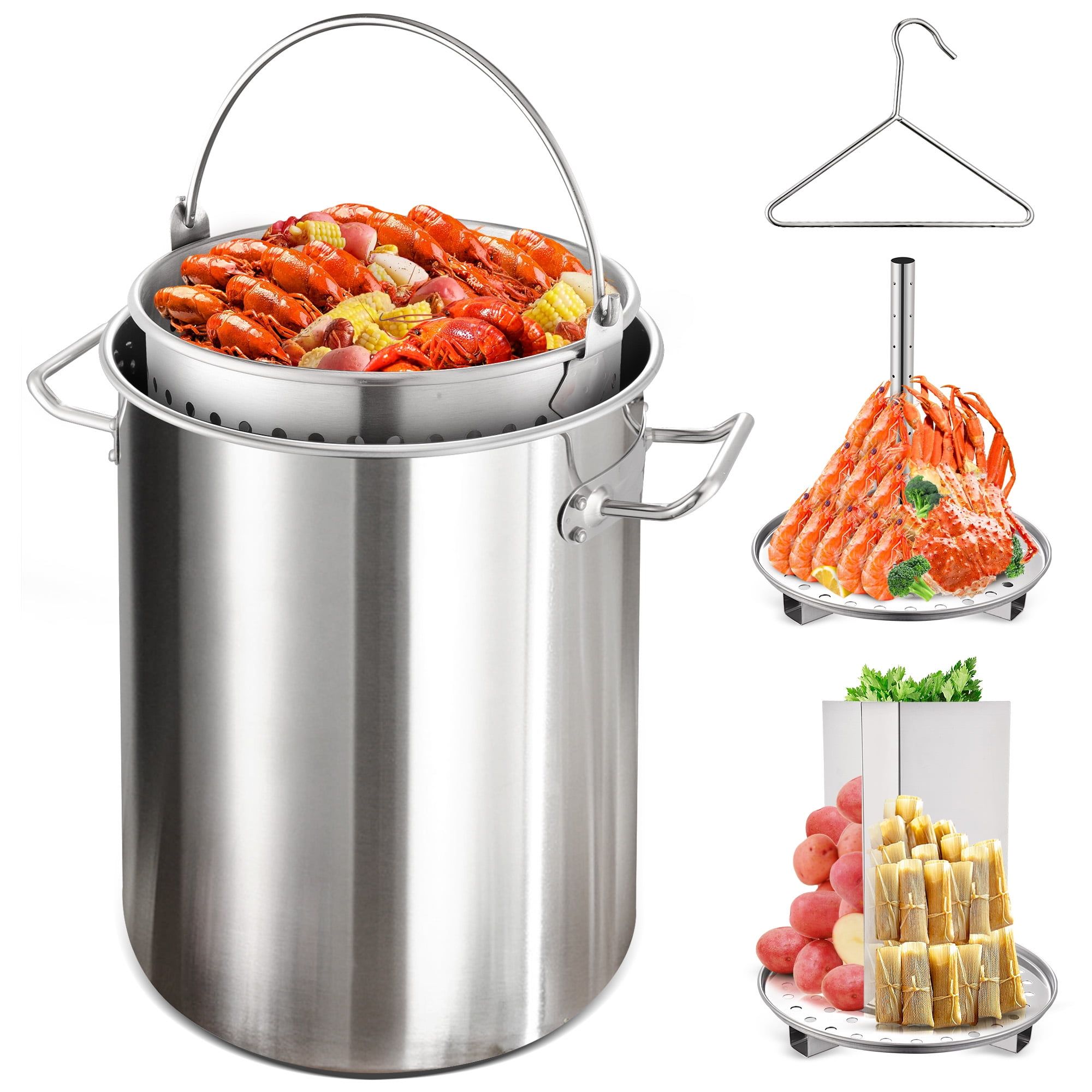 32-Quart Stainless Steel Stockpot with Basket Insert and Lid