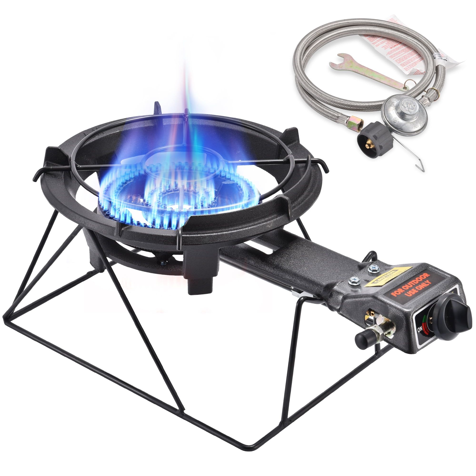 Portable Black Cast Iron Single Burner Propane Stove with Stand