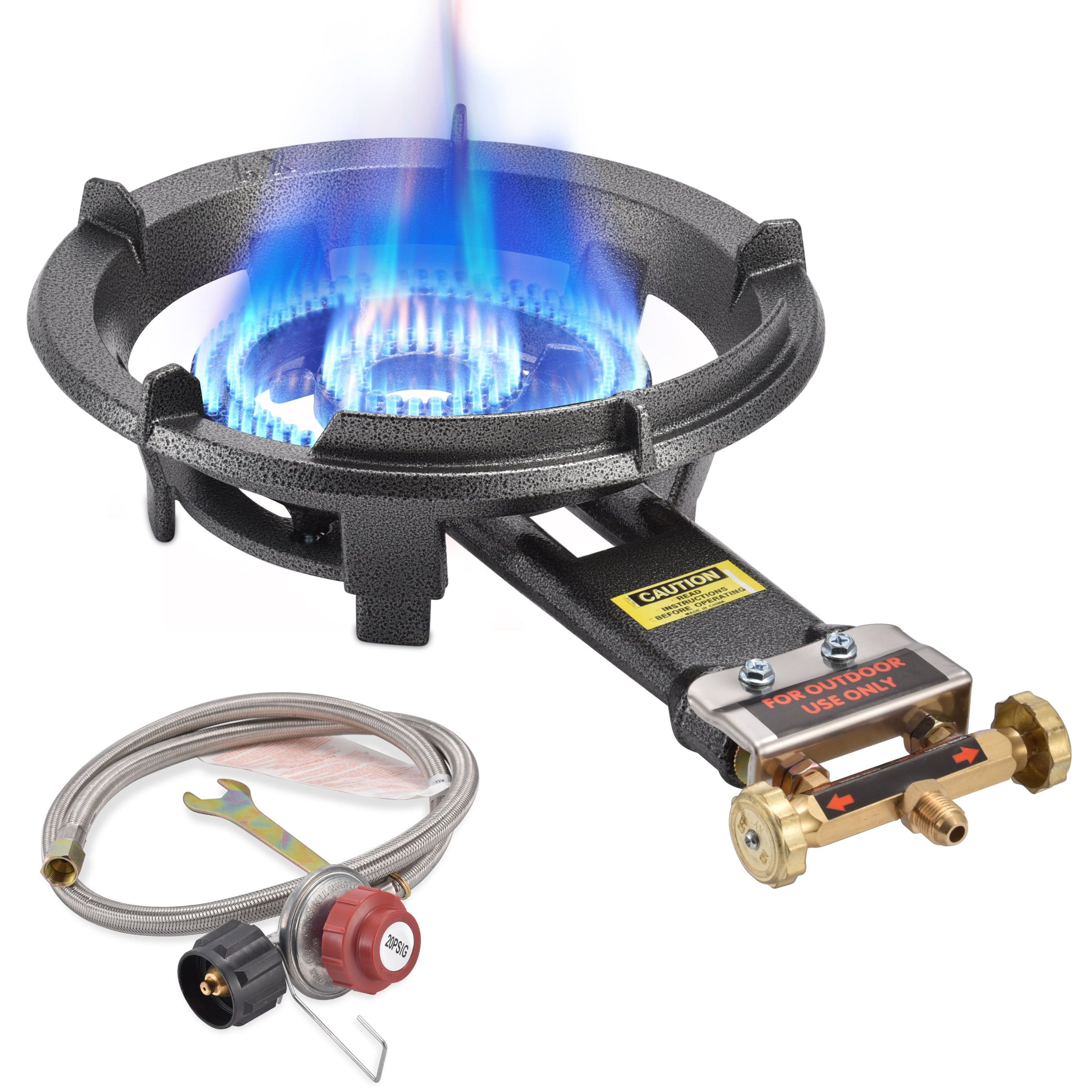 ARC 80,000 BTU Cast Iron Single Burner Propane Stove with Stainless Steel Hose