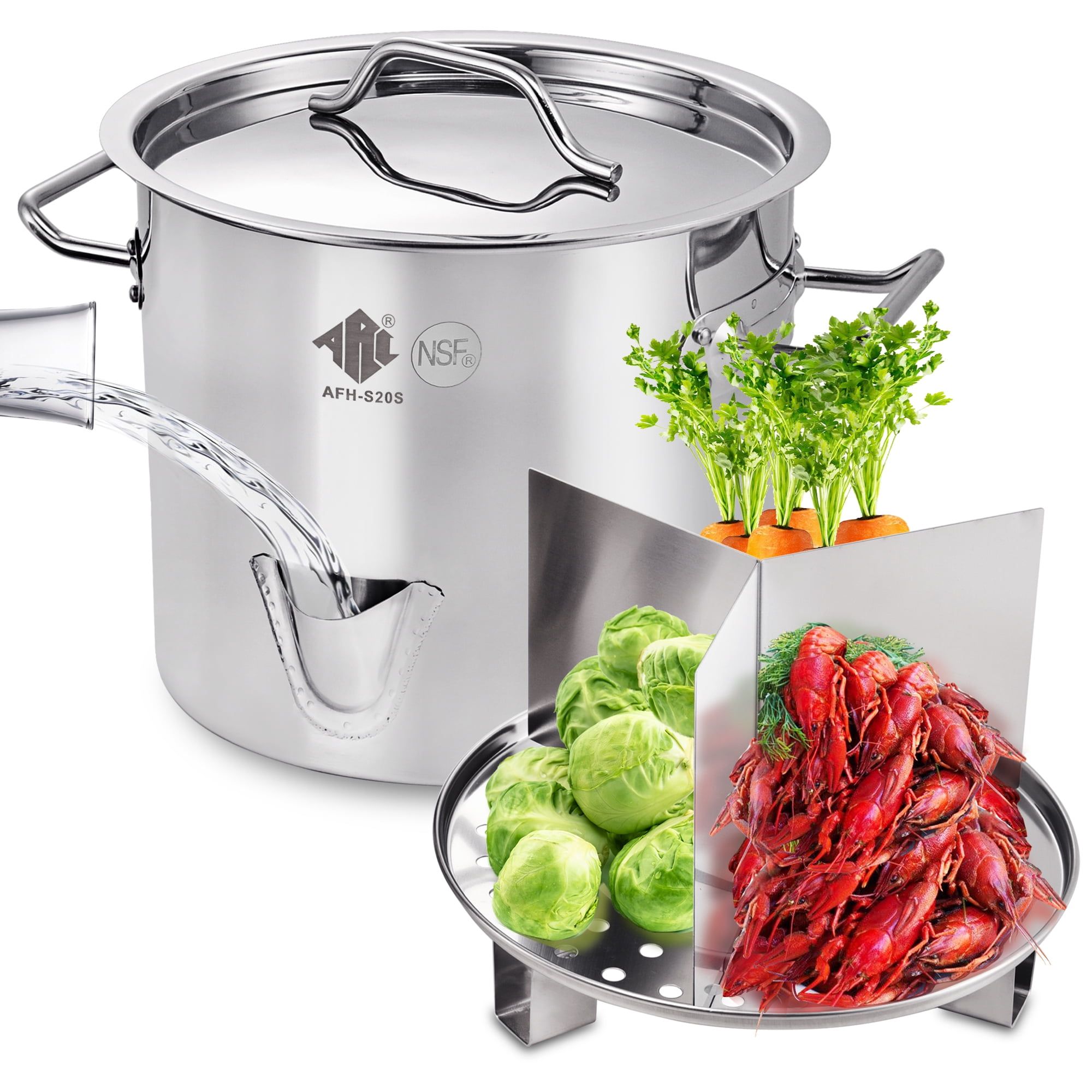 40-Quart Stainless Steel Steamer Pot with Basket Insert