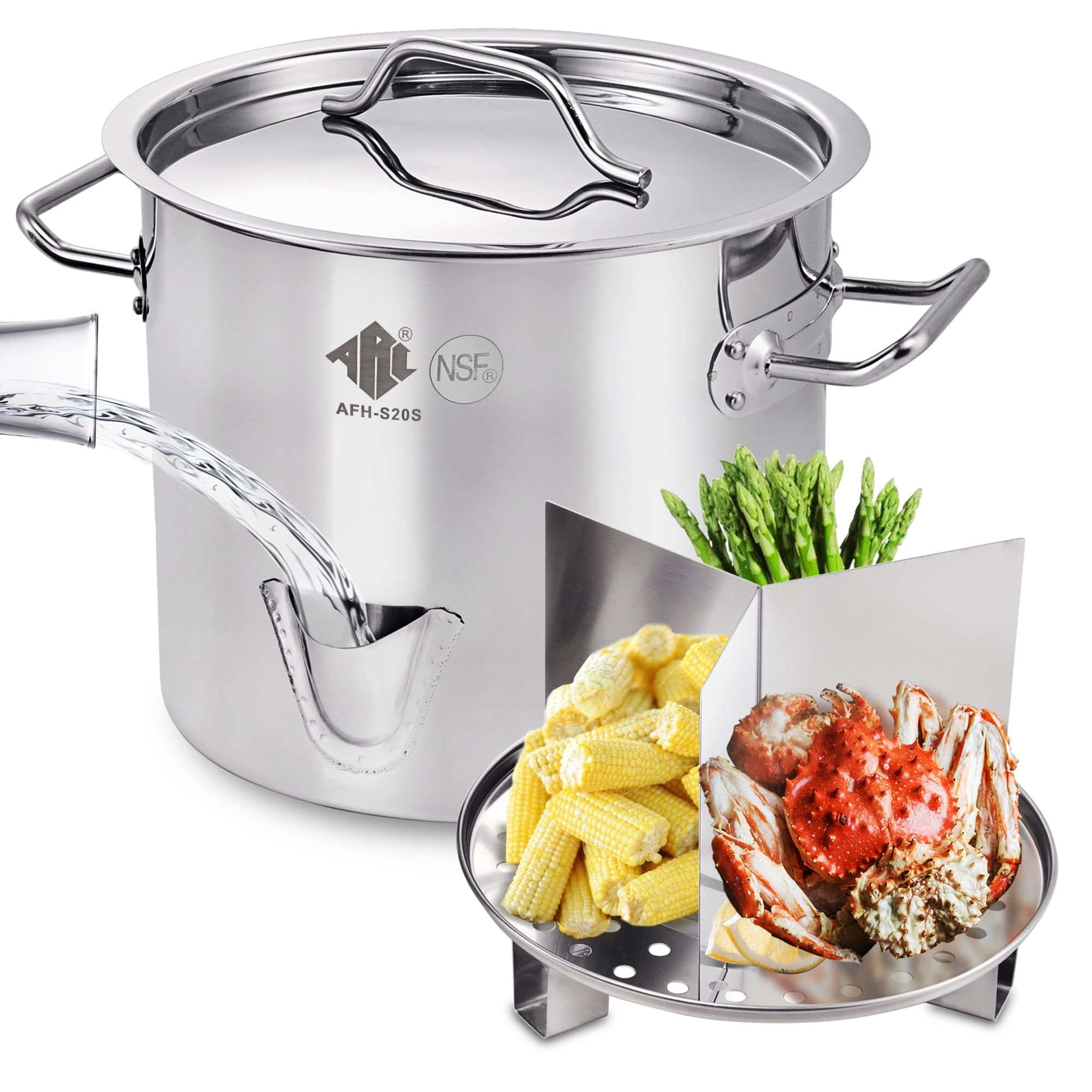 52-Quart Stainless Steel Steamer Pot with Basket Insert and Lid