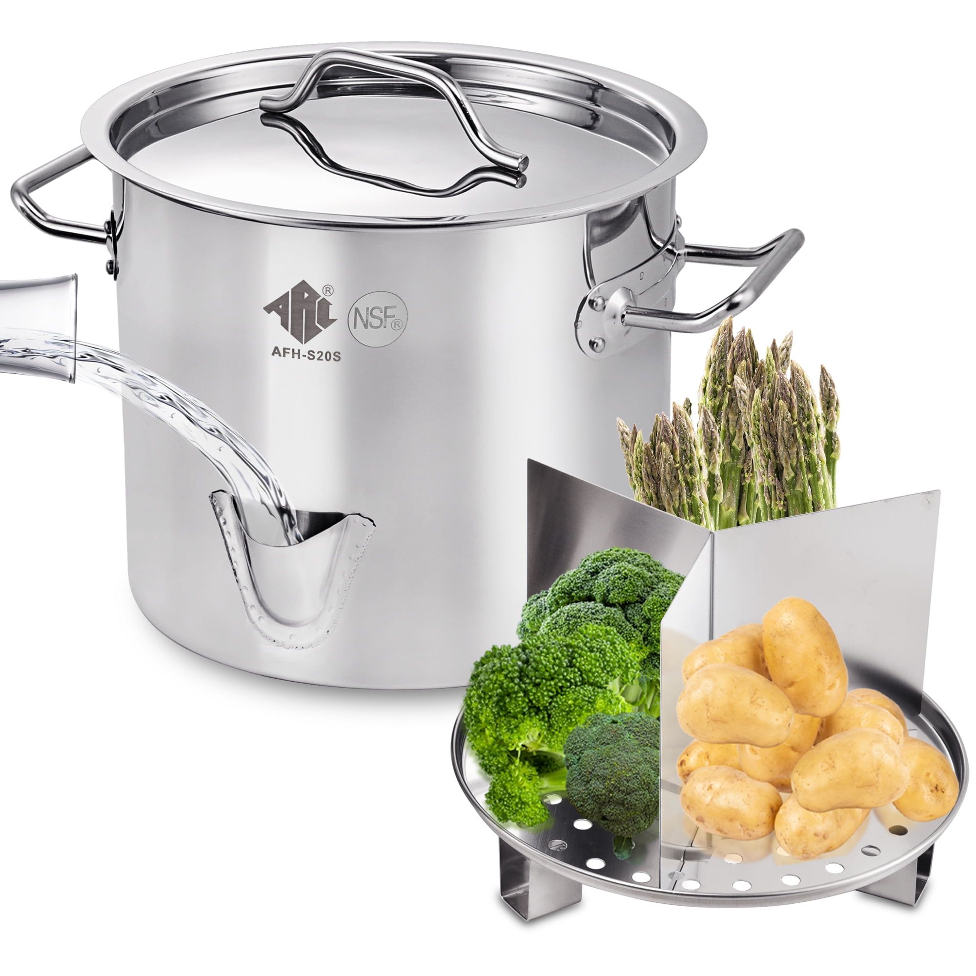 24-Quart Stainless Steel Steamer Pot with Basket Insert