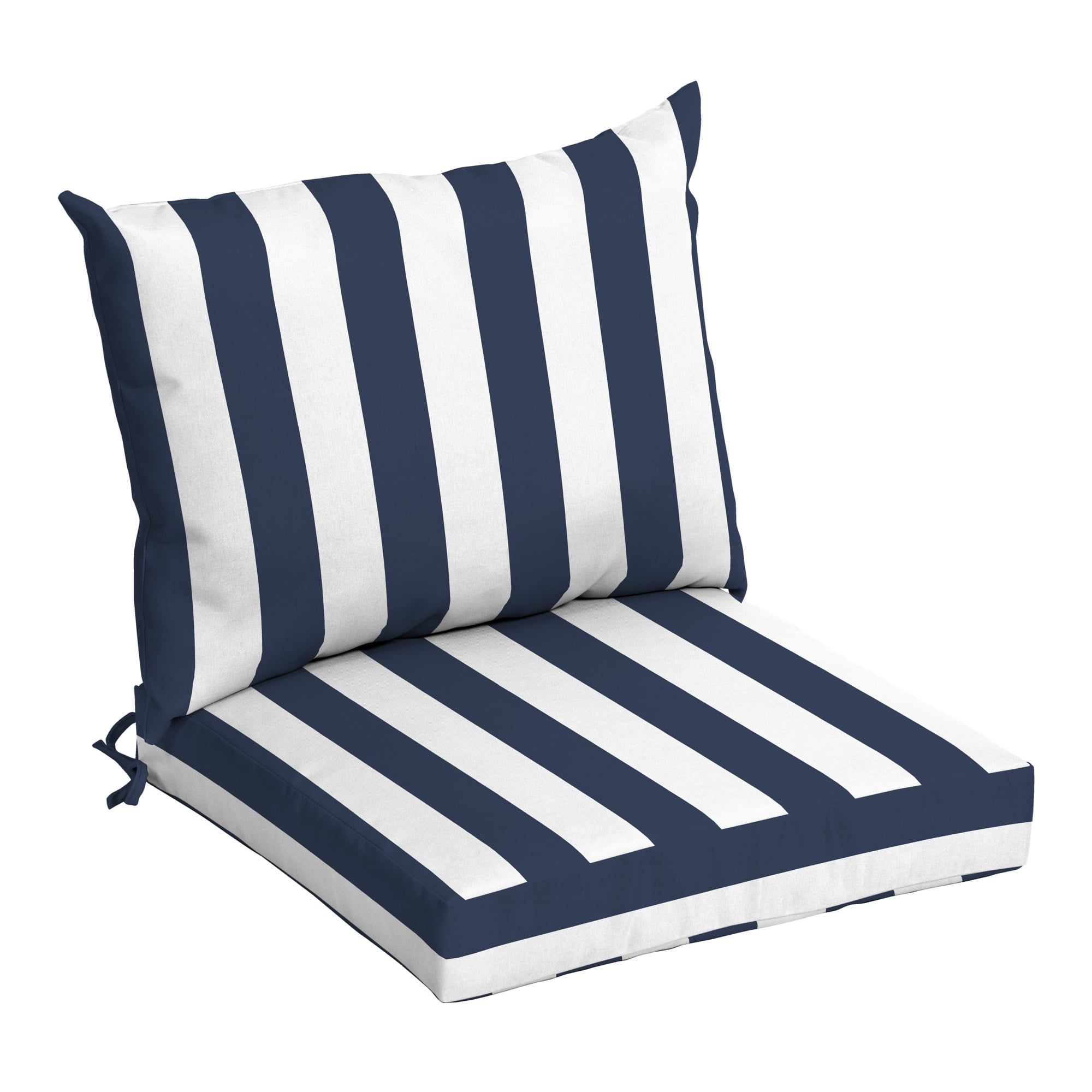 Sapphire Blue and White Striped Outdoor Dining Chair Cushion Set