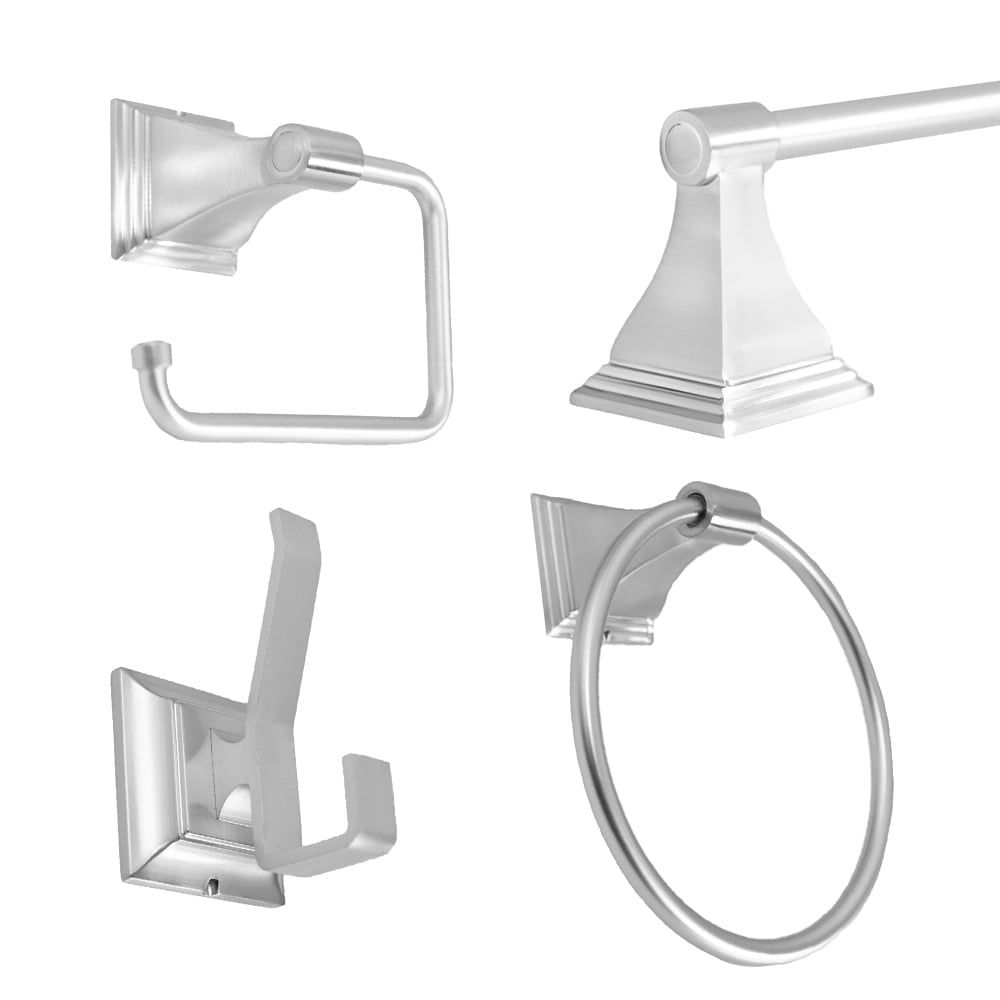 Leonard Brushed Nickel 4-Piece Bathroom Accessories Set