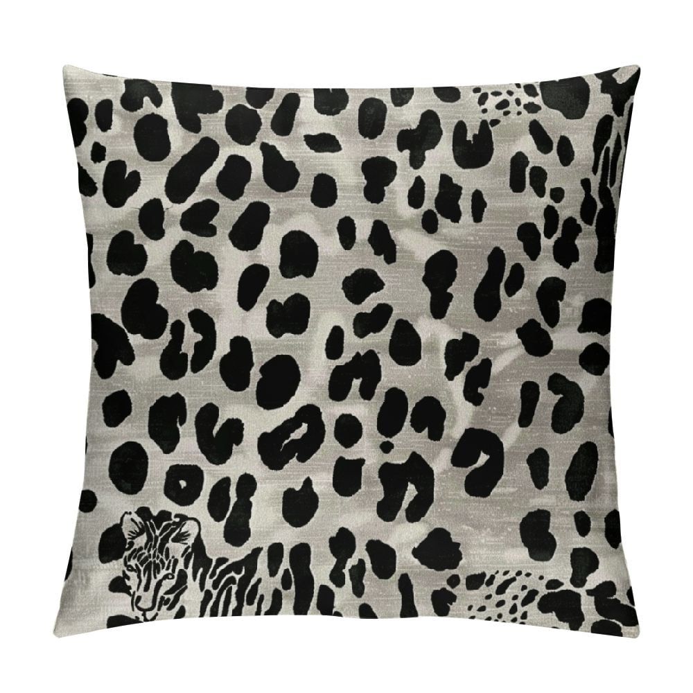 Black and White Cheetah Print Linen Euro Pillowcase