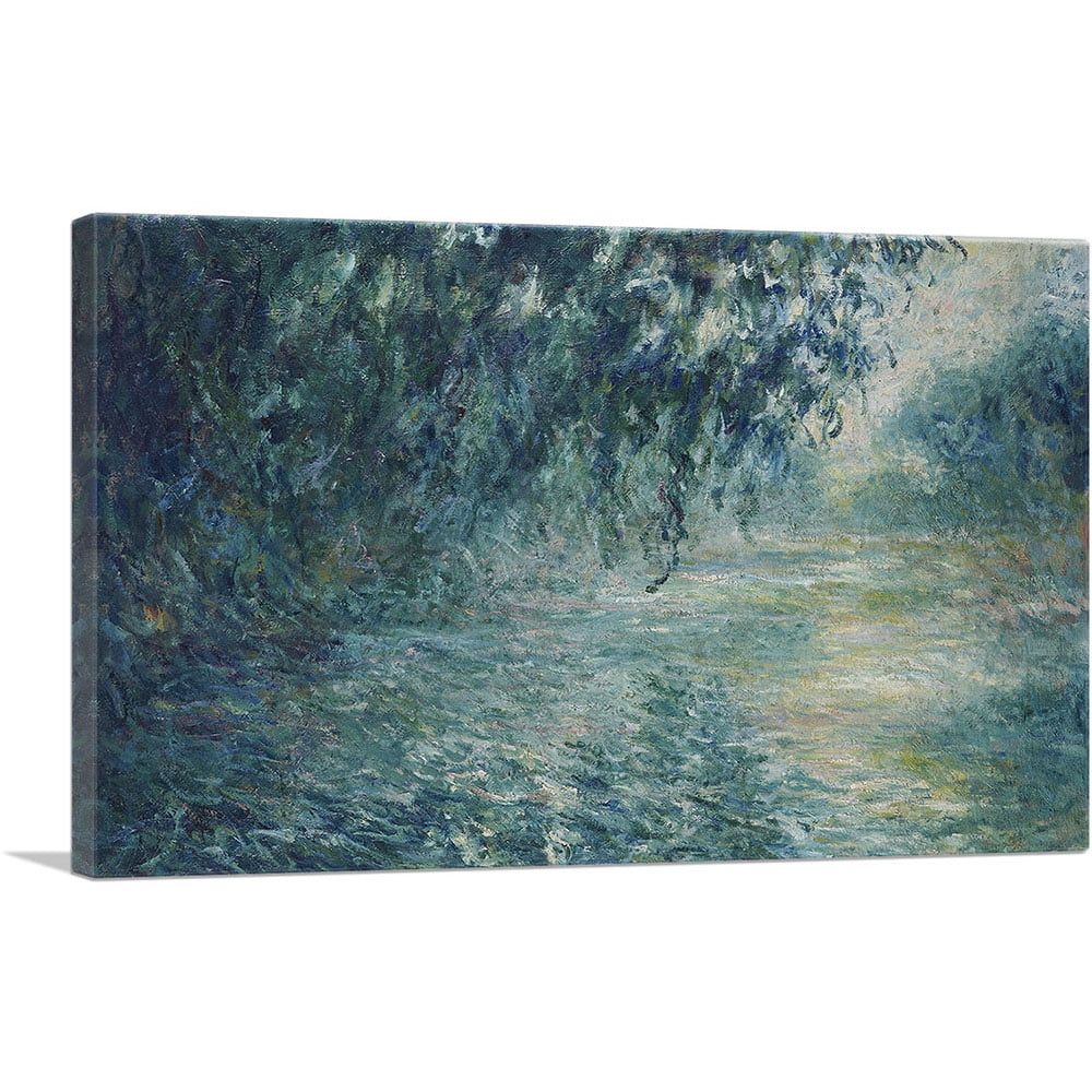 Morning on the Seine Claude Monet Blue and Green Canvas Art Print