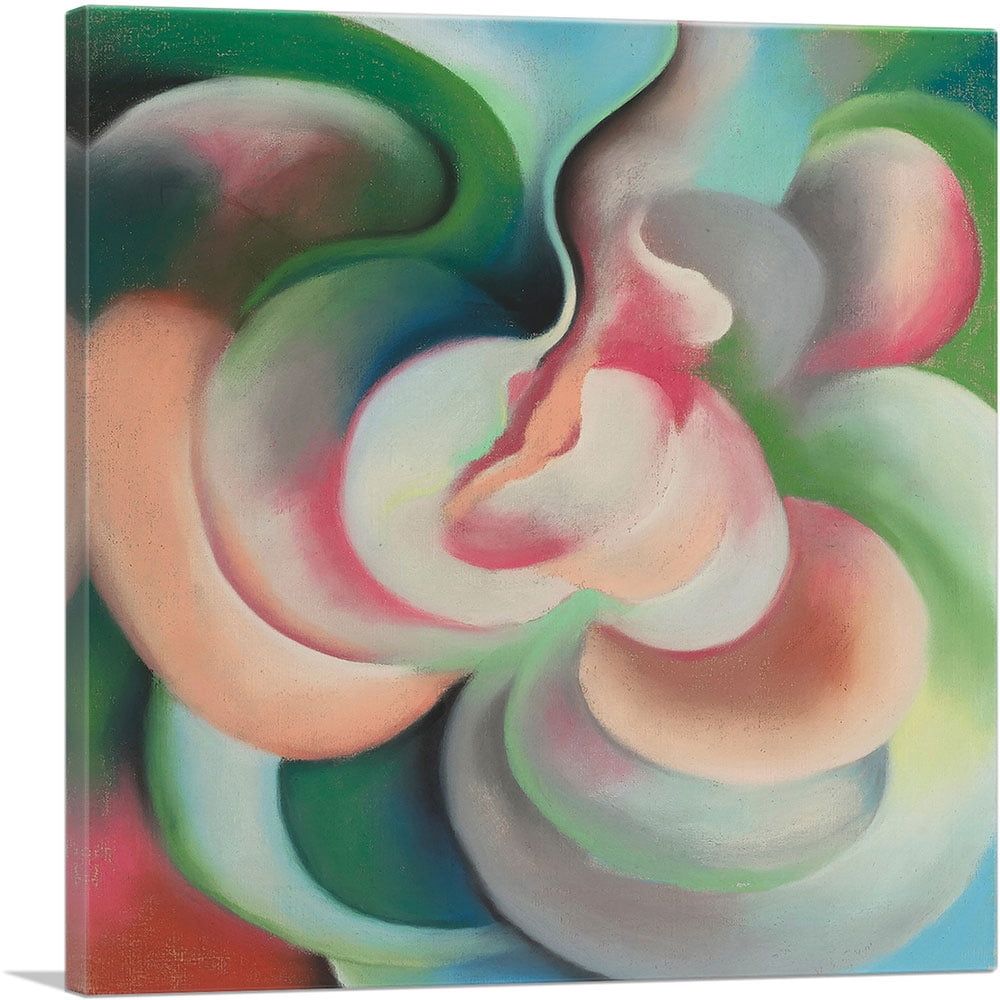 Pink and Green Abstract Canvas Art Print, 18" x 18"