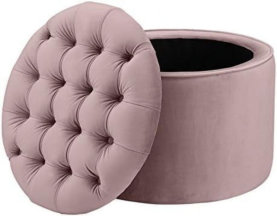 Blush Pink Velvet Tufted Storage Ottoman