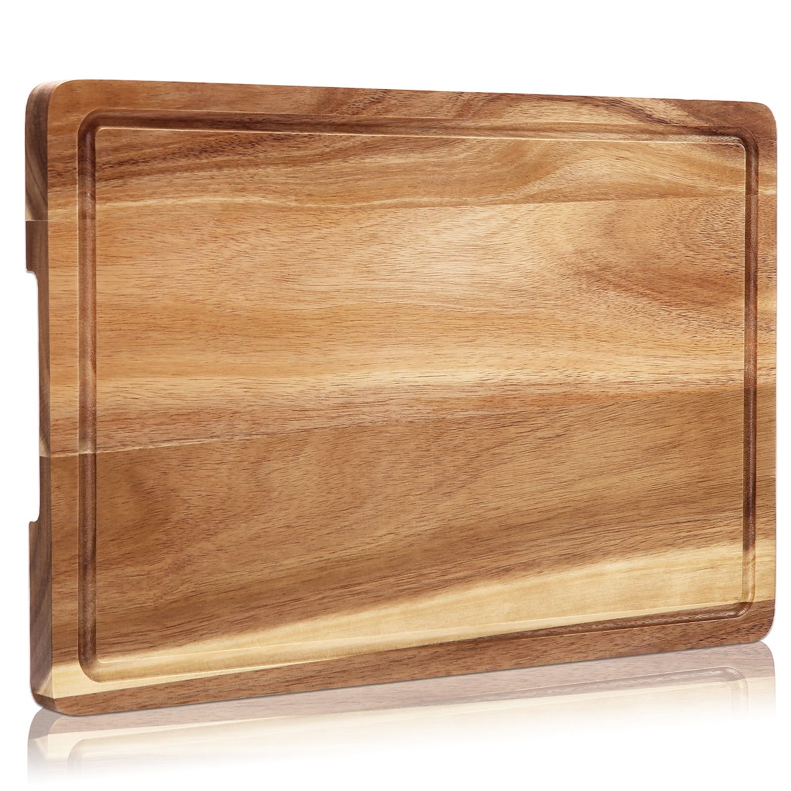 XL Acacia Wood Cutting Board with Juice Groove and Handles