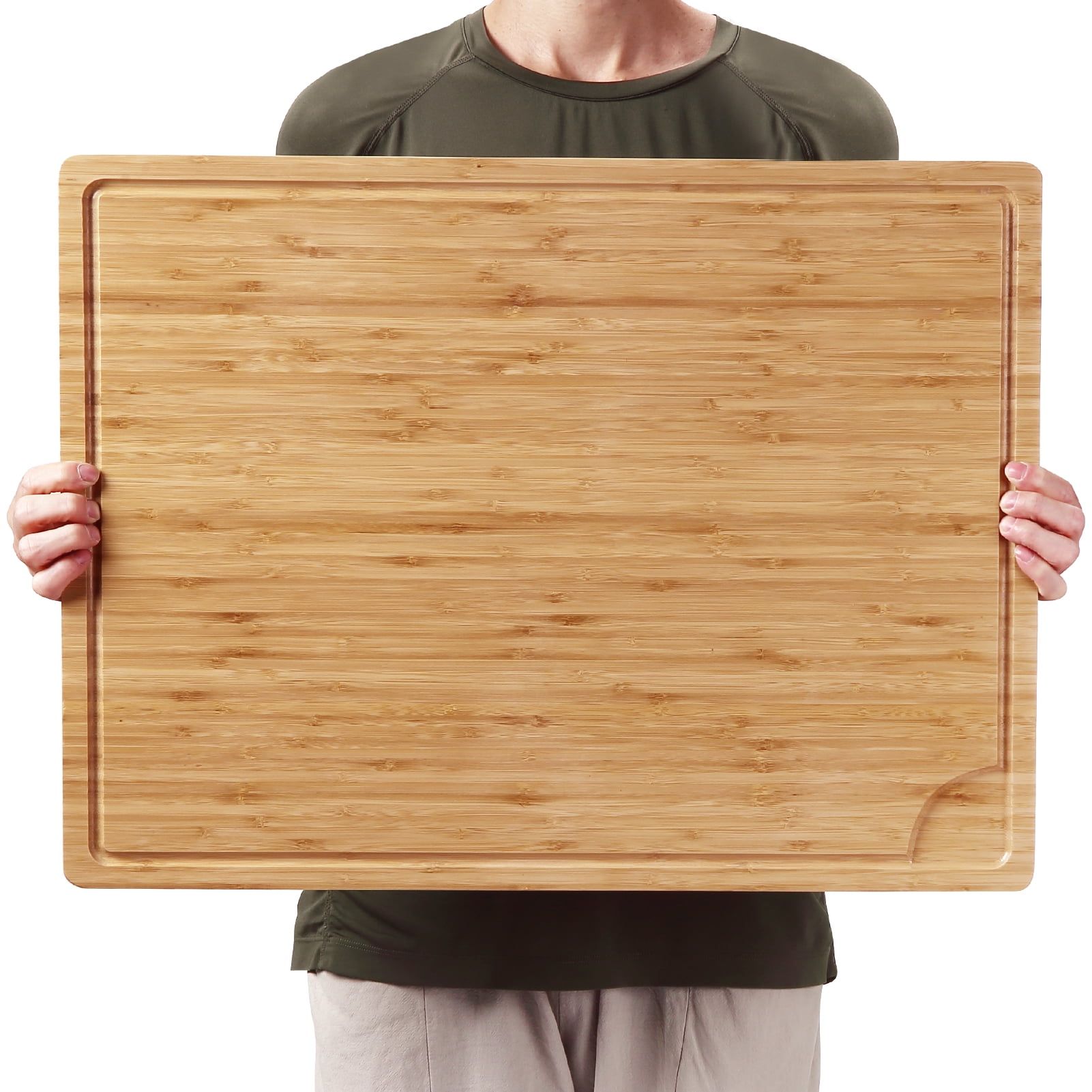 Extra Large Bamboo Cutting Board with Juice Groove, 24 x 18 Inch