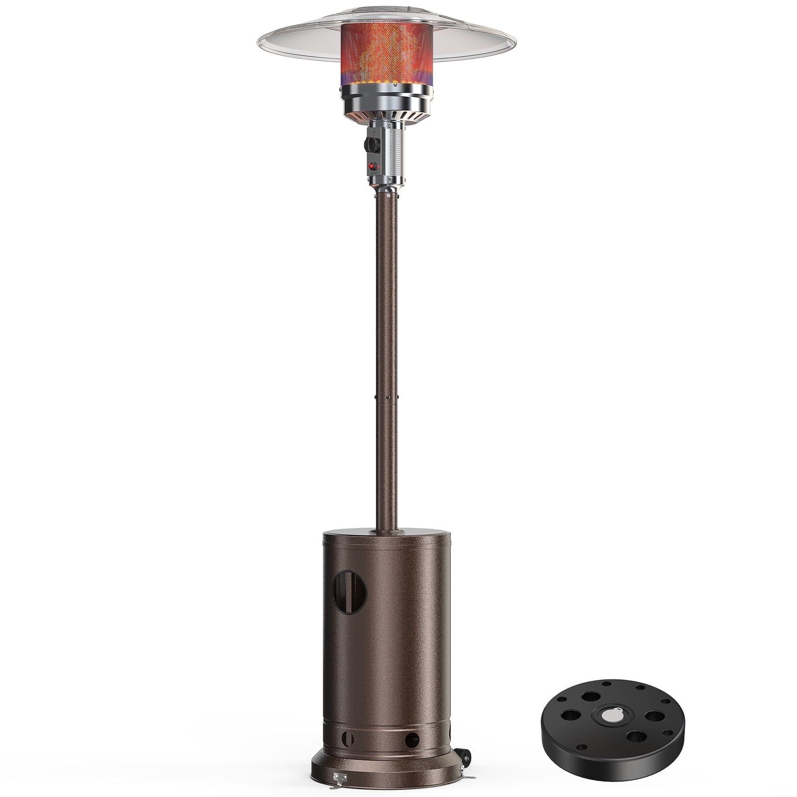 Brown Metal 48,000 BTU Propane Standing Patio Heater with Wheels