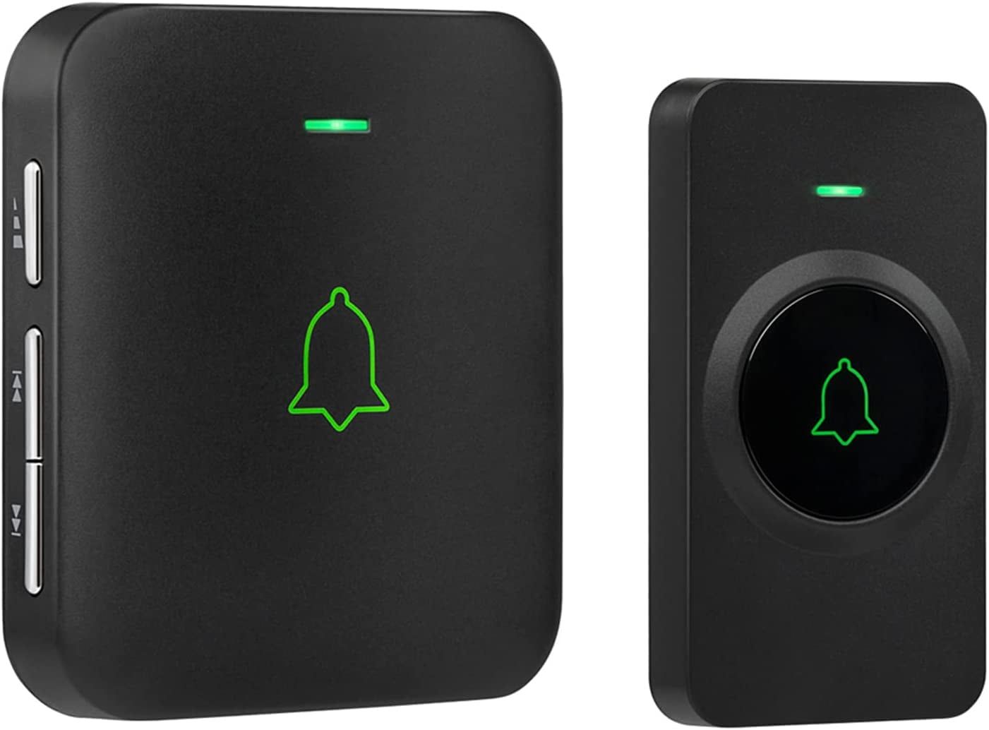 Black Wireless Doorbell with LED Flash and Volume Control