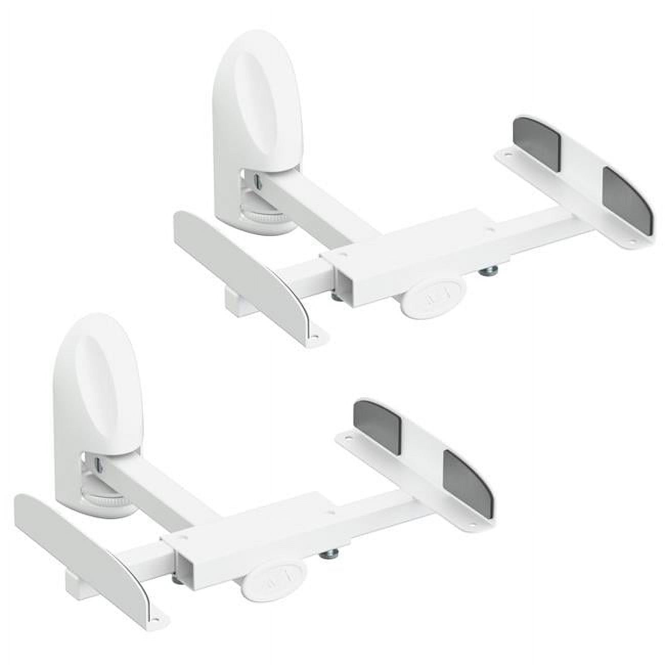 White Adjustable Steel Side Clamping Speaker Wall Mounts (Set of 2)