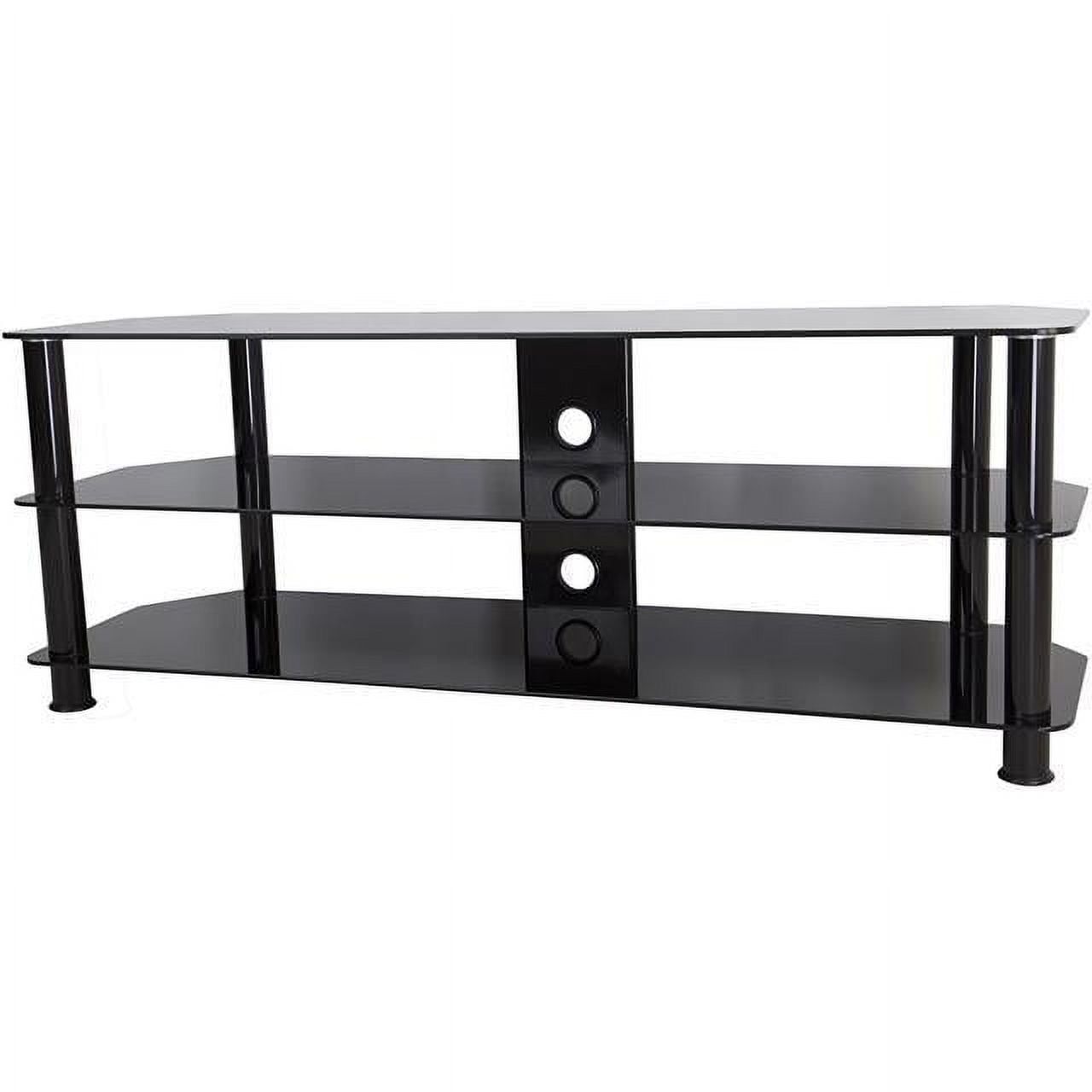 Black Stainless Steel Corner TV Stand with Glass Shelves