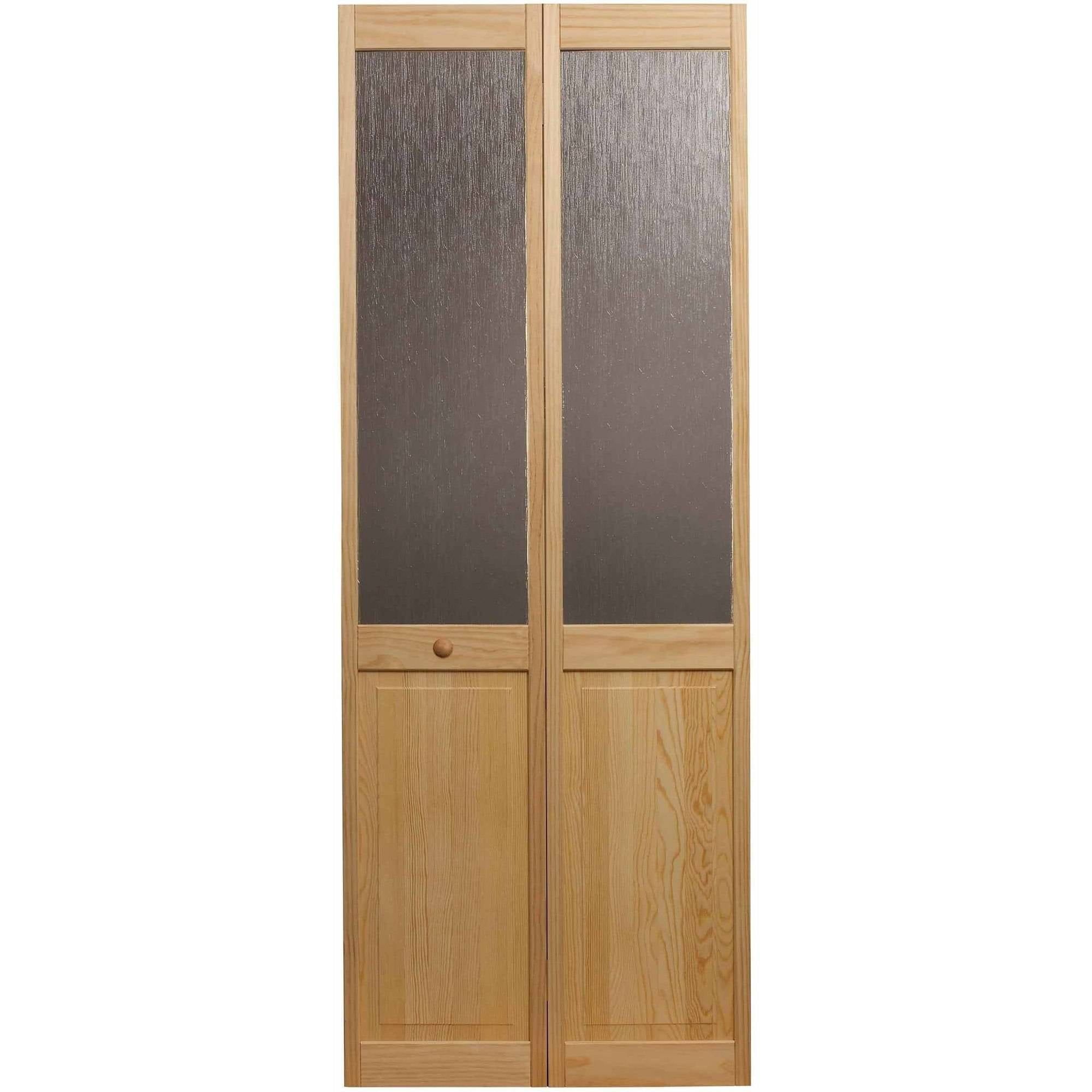 Aspen Unfinished Pine Half Glass Bifold Door 30" x 80"